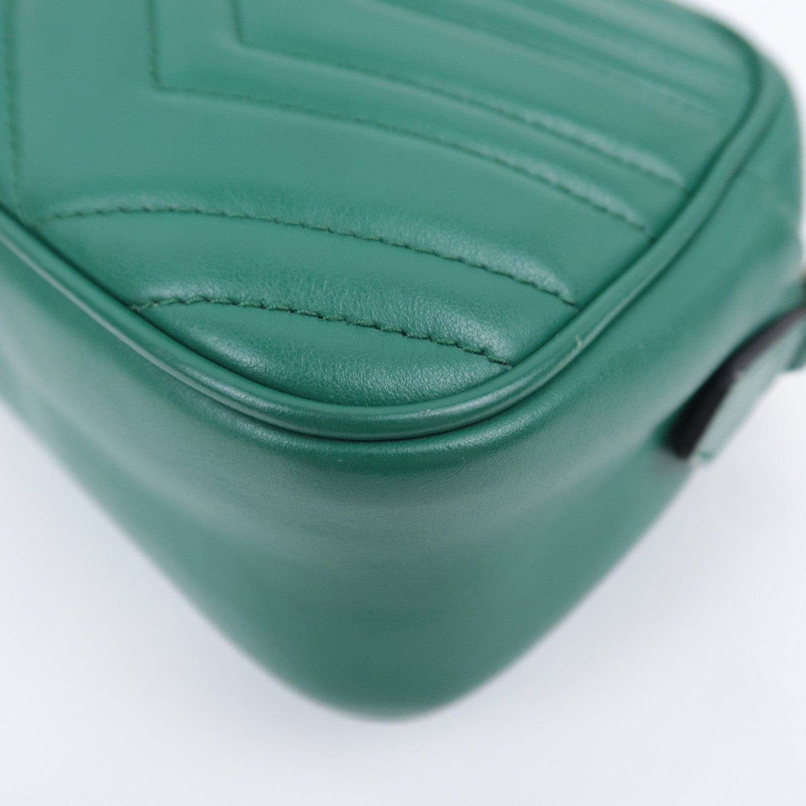 GUCCI GG Marmont Chain Leather Shoulder Bag Green 447632