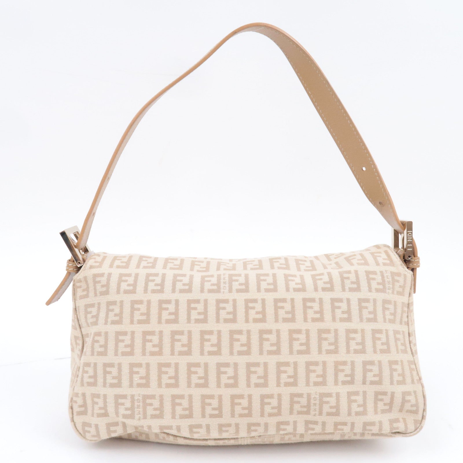 FENDI Zucchino Mamma Baguette Shoulder Bag Beige 8BR003
