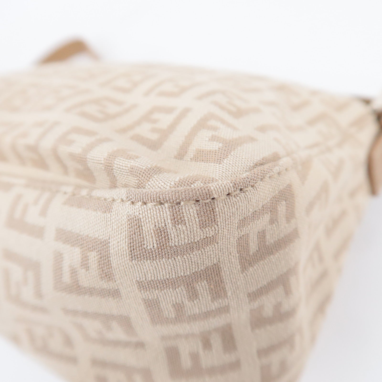 FENDI Zucchino Mamma Baguette Shoulder Bag Beige 8BR003
