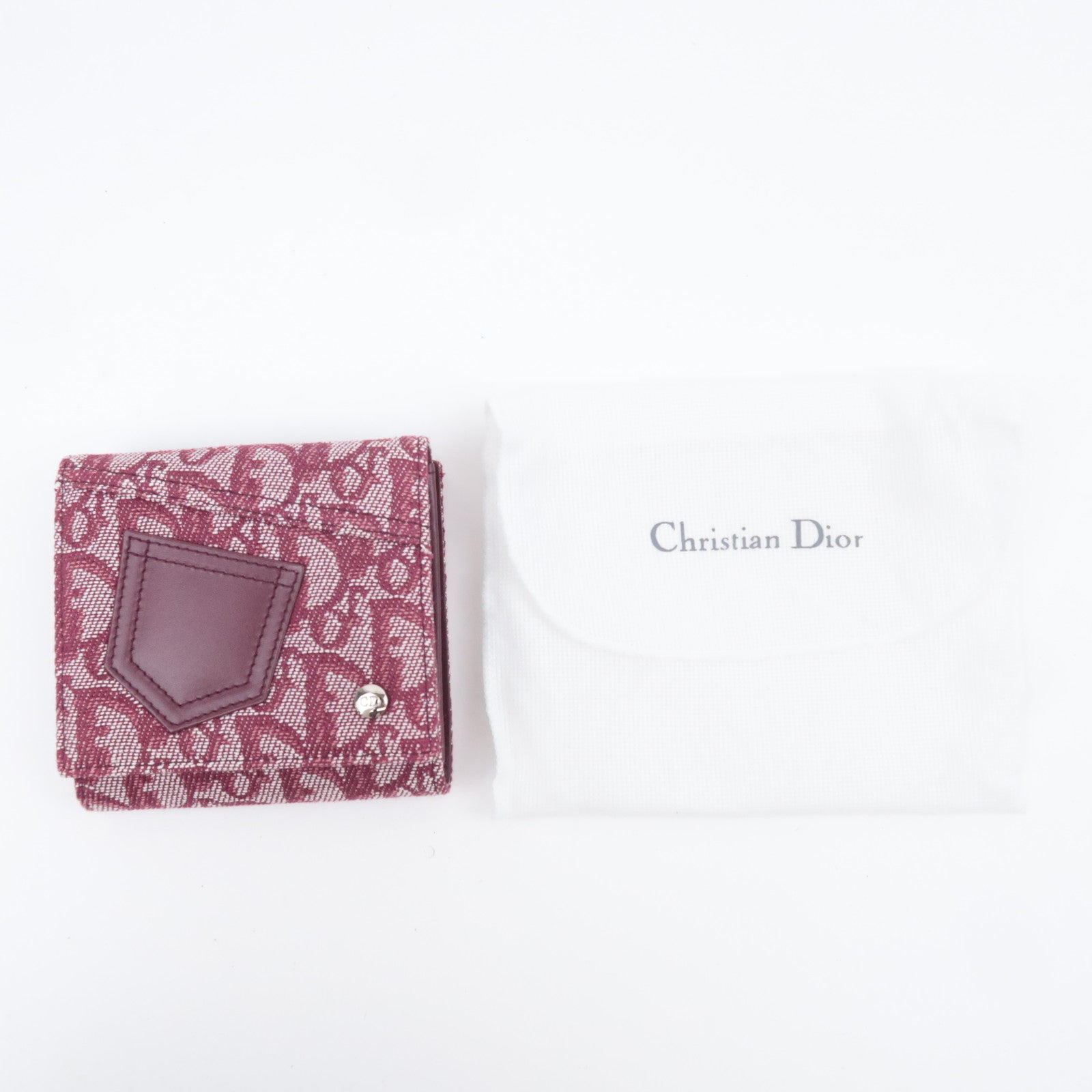 Christian Dior Trotter Canvas Leather Wallet Red