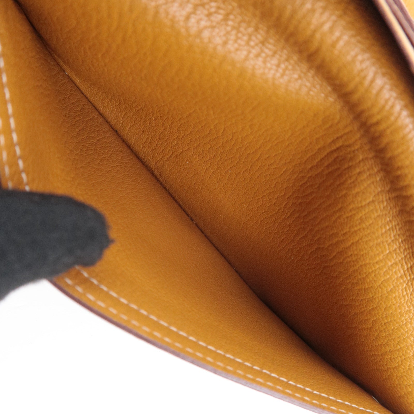 HERMES Bearn Classic Leather Long Wallet □I Stamp (2005) Brown Silver HDW