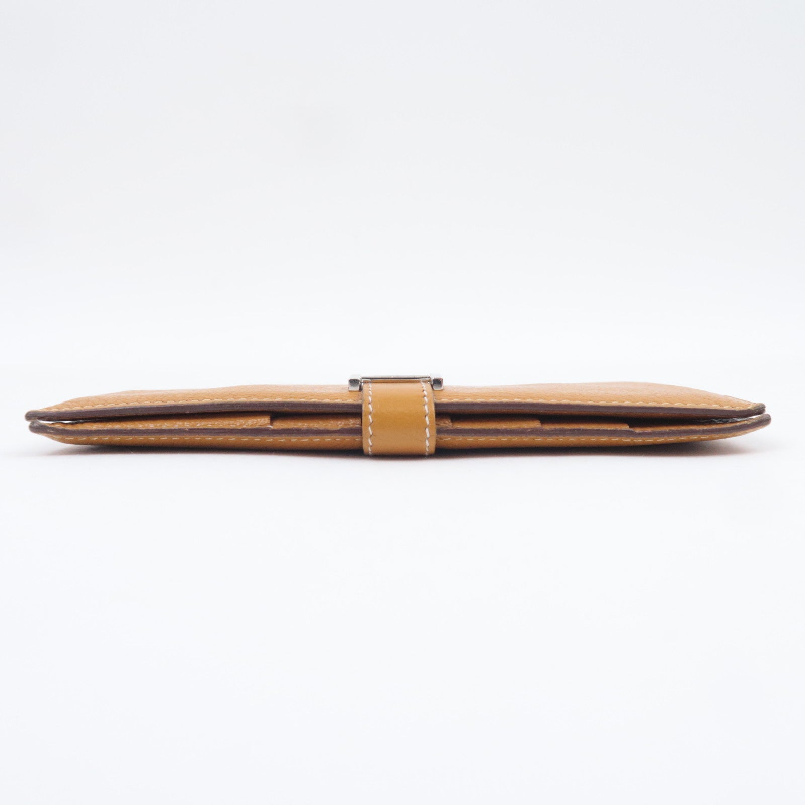 HERMES Bearn Classic Leather Long Wallet □I Stamp (2005) Brown Silver HDW