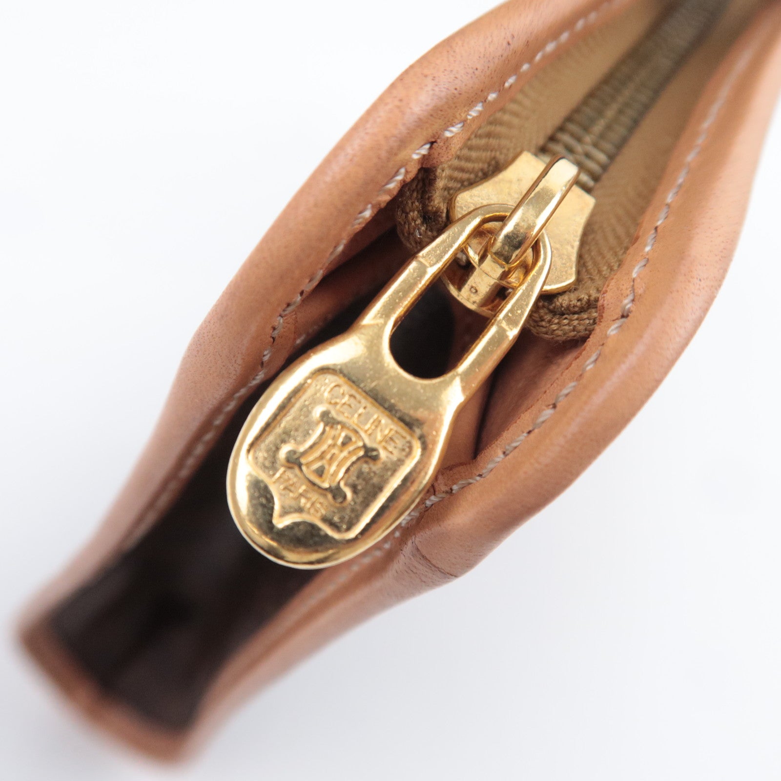 CELINE Macadam PVC Leather Clutch Bag Brown