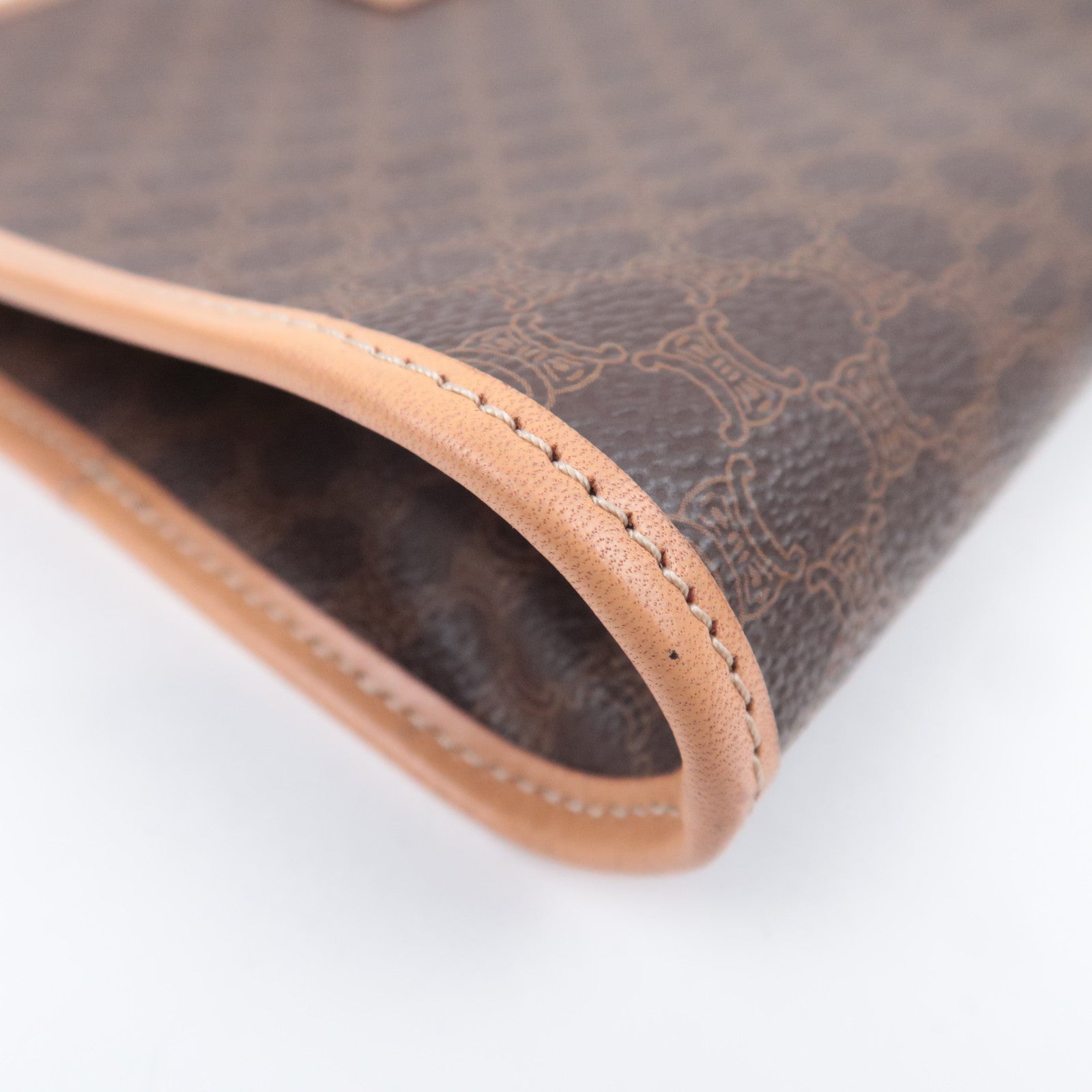 CELINE Macadam PVC Leather Clutch Bag Brown