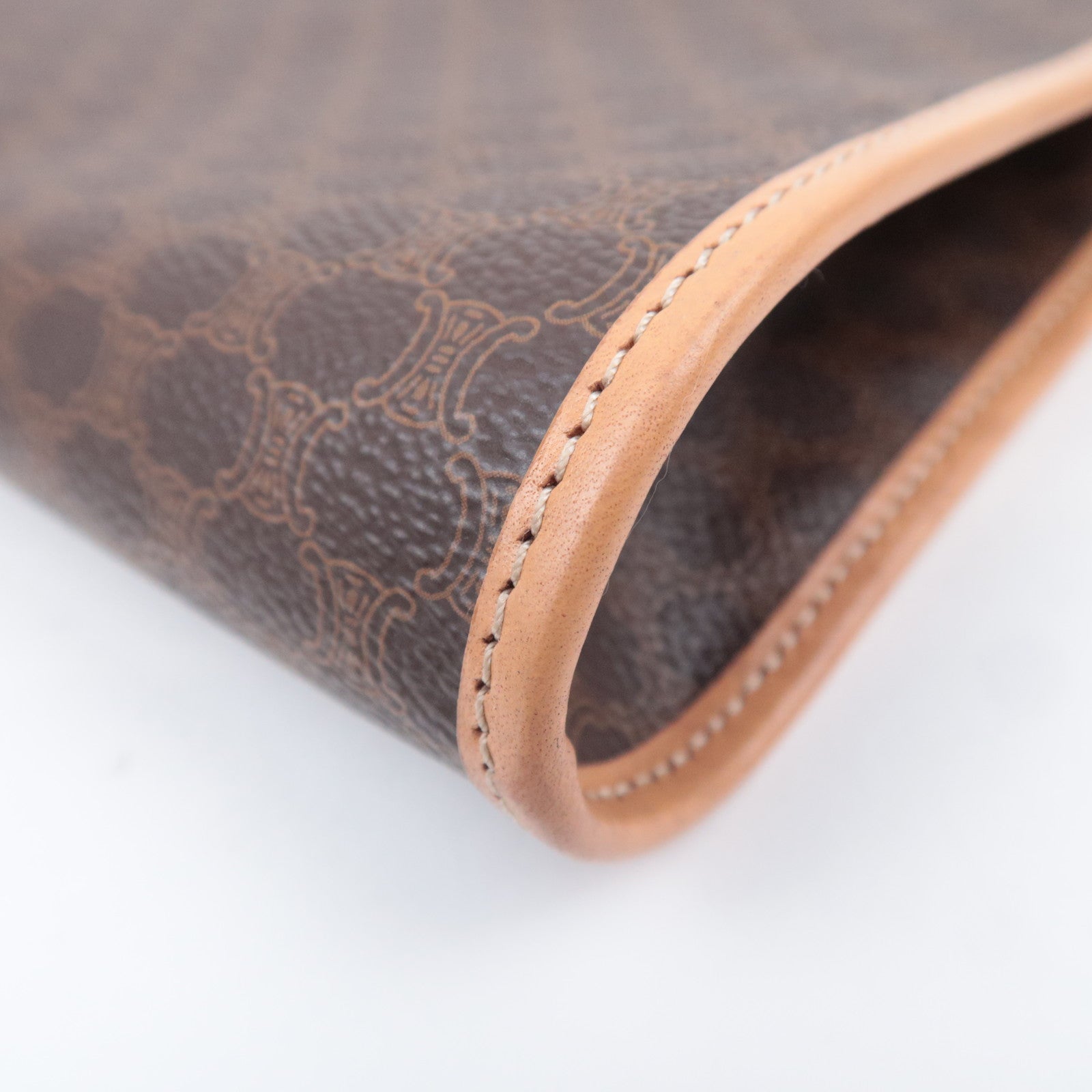 CELINE Macadam PVC Leather Clutch Bag Brown