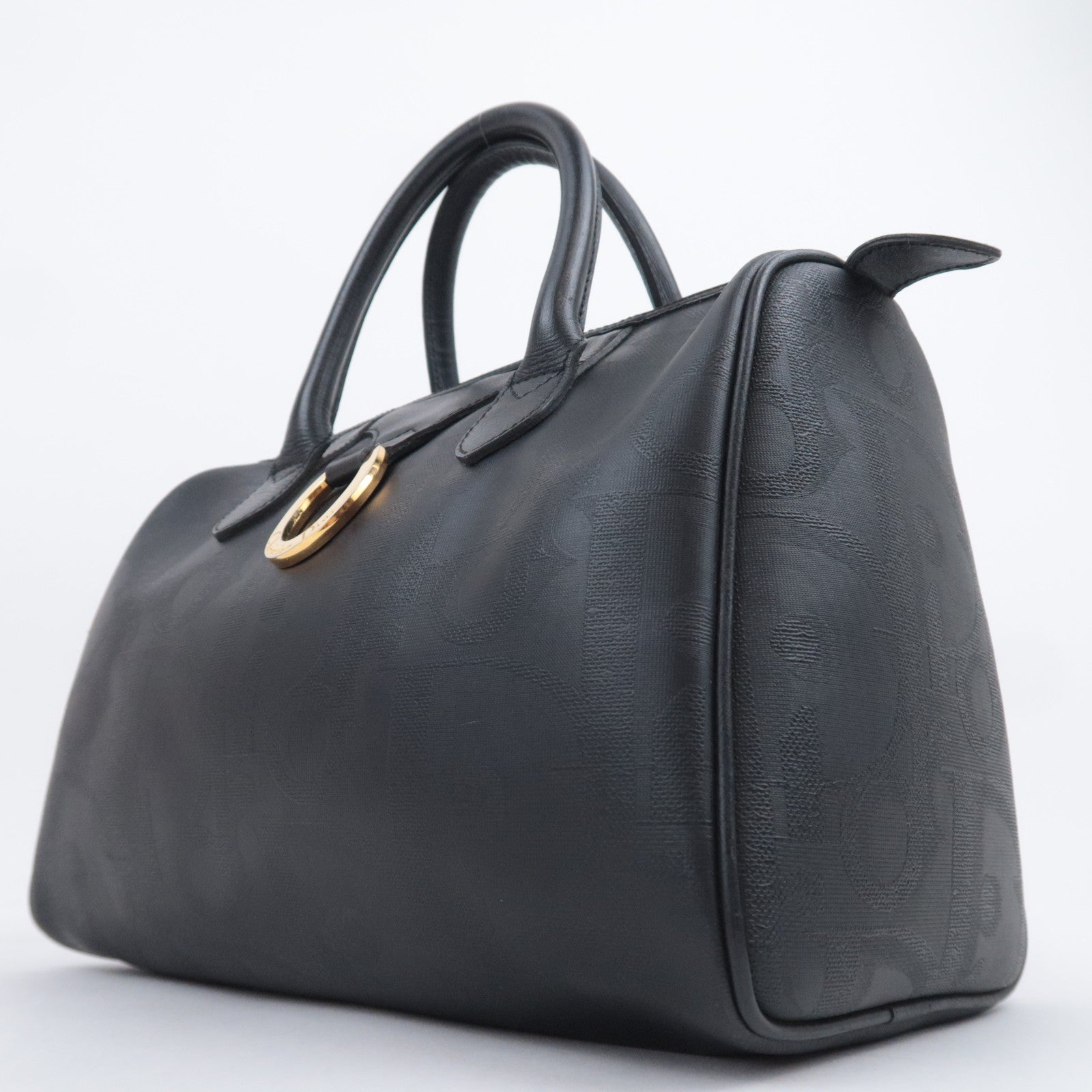Christian Dior Trotter PVC Leather Boston Bag Black