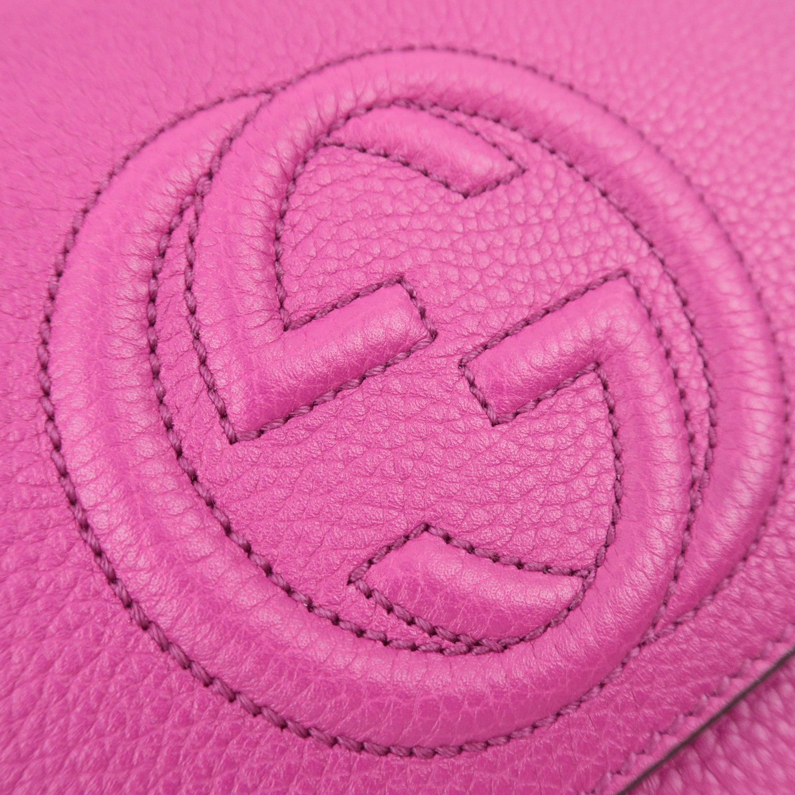 GUCCI Soho Interlocking G Leather Chain Shoulder Bag Purple 336752