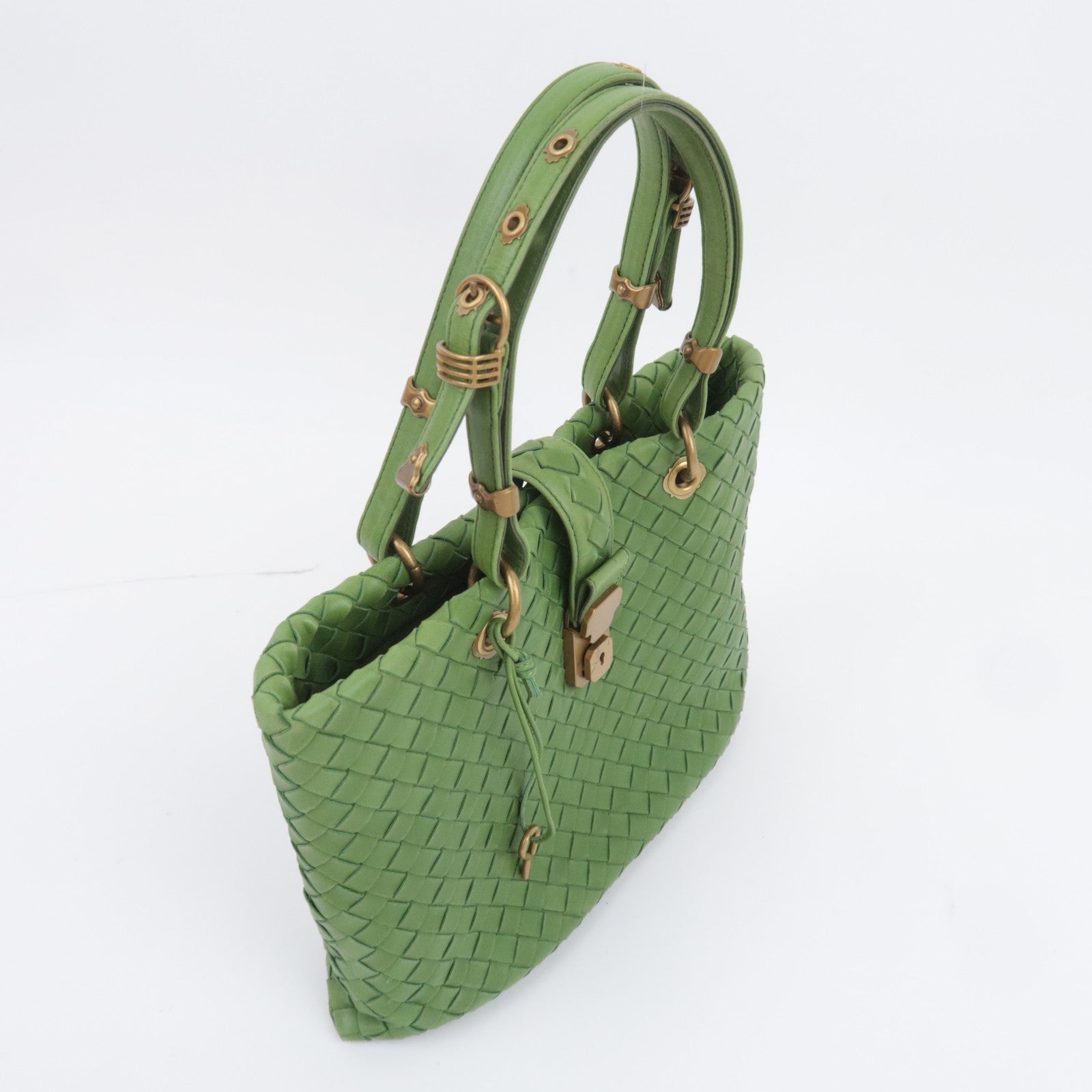 BOTTEGA VENETA Intrecciato Capri Handbag Green 162112