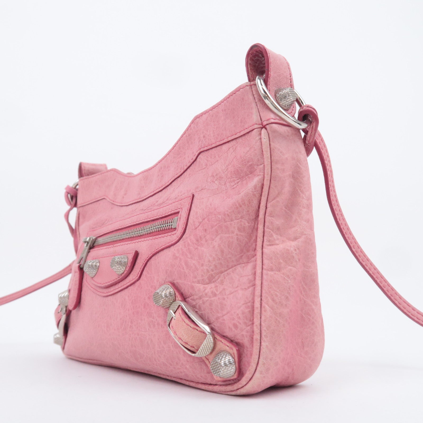 BALENCIAGA Giant Hip Leather Shoulder Bag Pink 237203