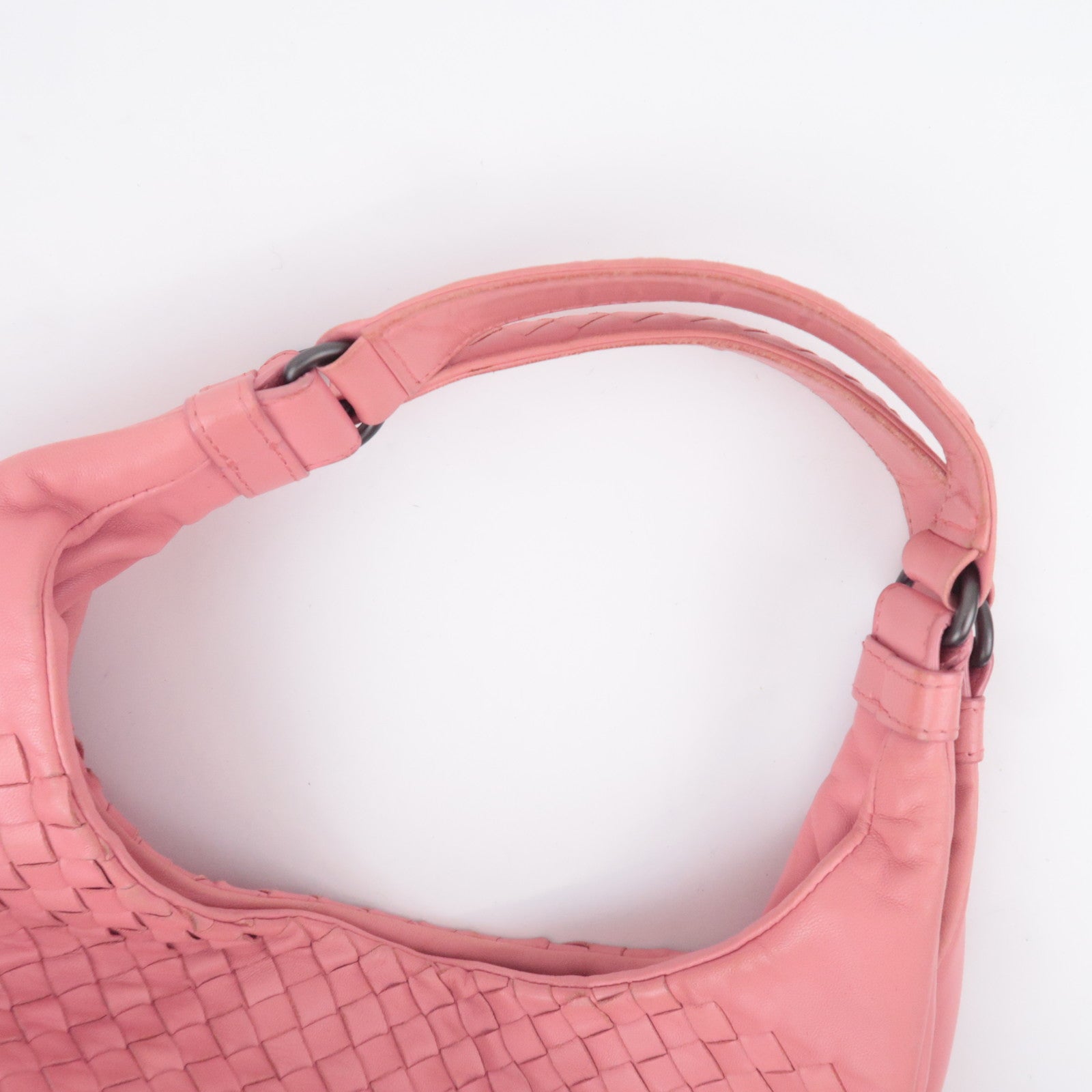 BOTTEGA VENETA Campana Medium Intrecciato Leather Shoulder Bag Pink 125787