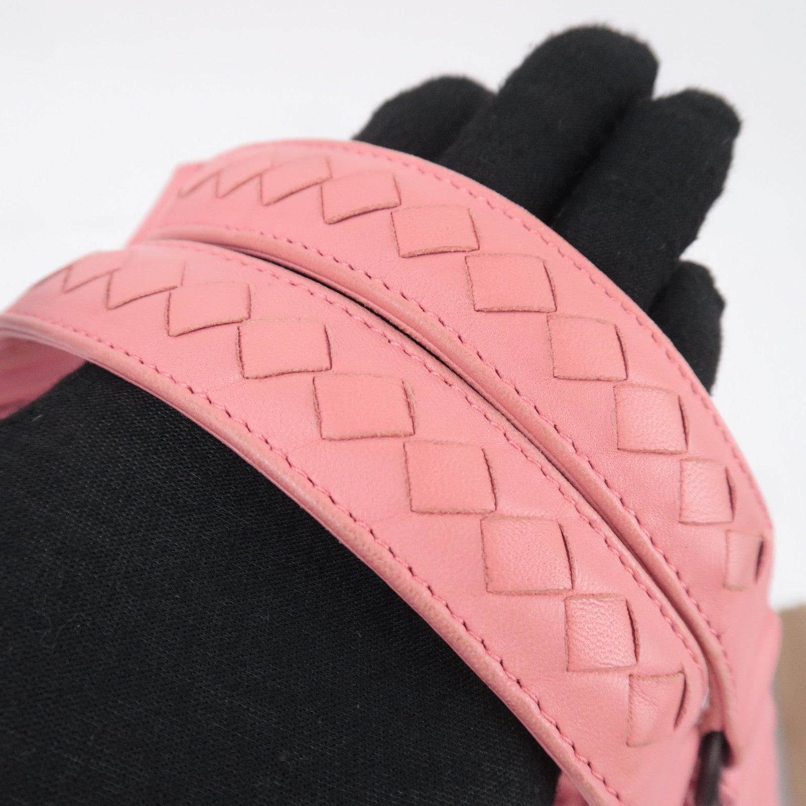 BOTTEGA VENETA Campana Medium Intrecciato Leather Shoulder Bag Pink 125787