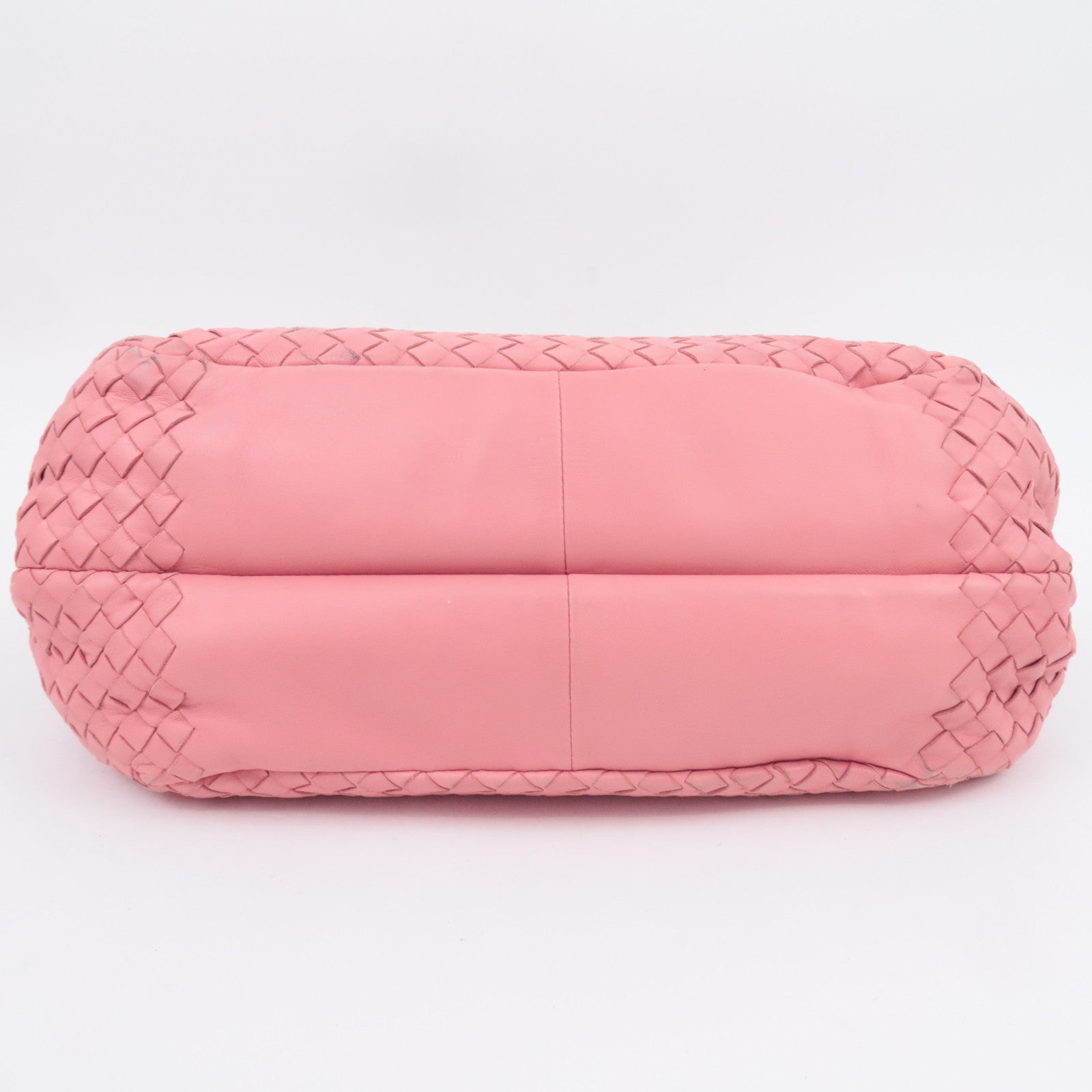 BOTTEGA VENETA Campana Medium Intrecciato Leather Shoulder Bag Pink 125787