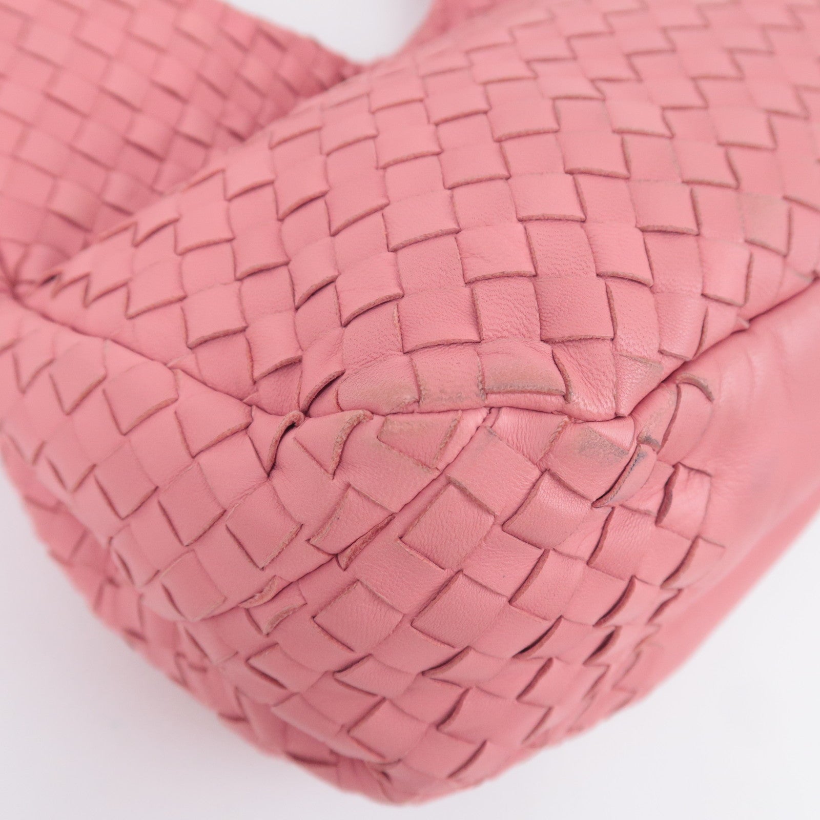 BOTTEGA VENETA Campana Medium Intrecciato Leather Shoulder Bag Pink 125787