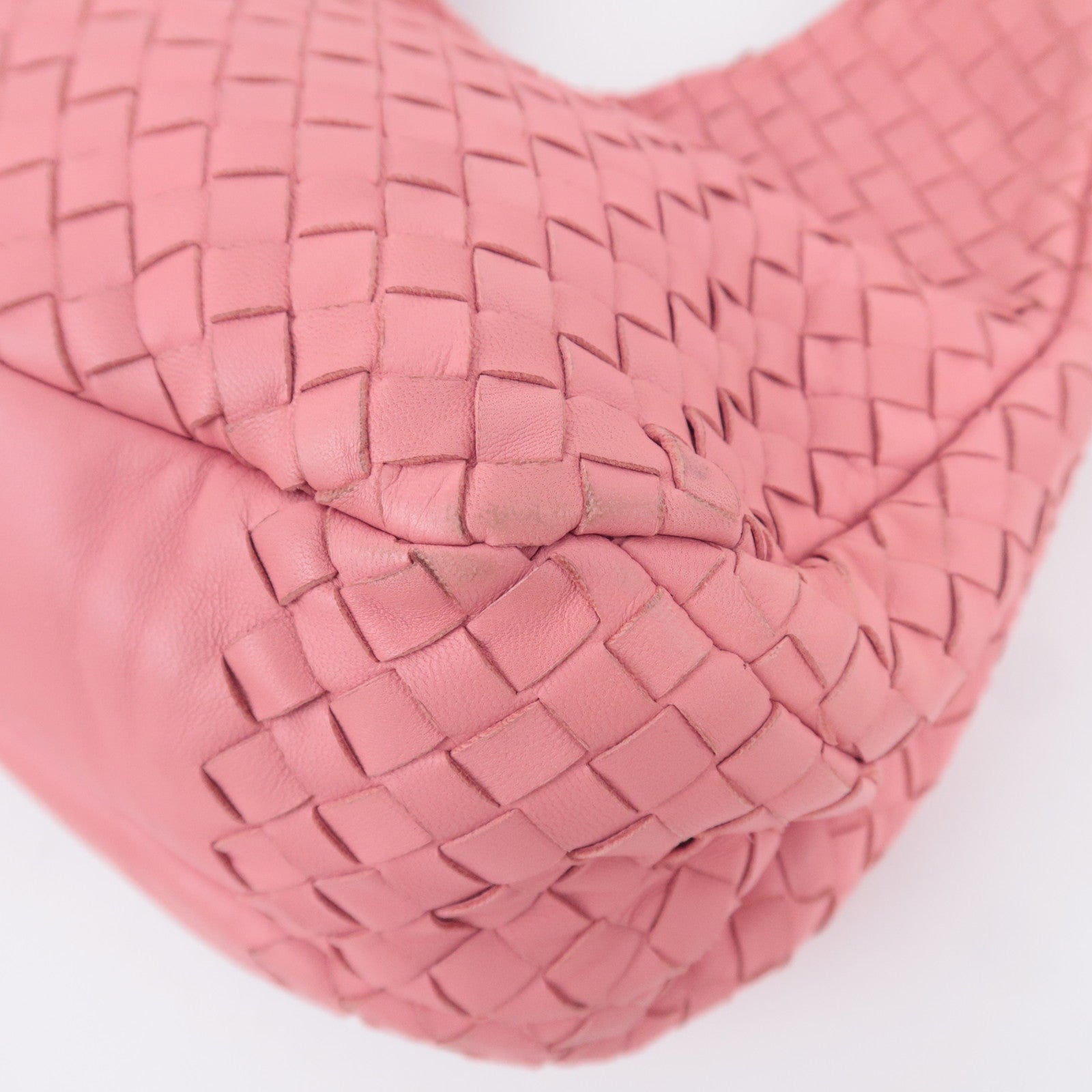 BOTTEGA VENETA Campana Medium Intrecciato Leather Shoulder Bag Pink 125787