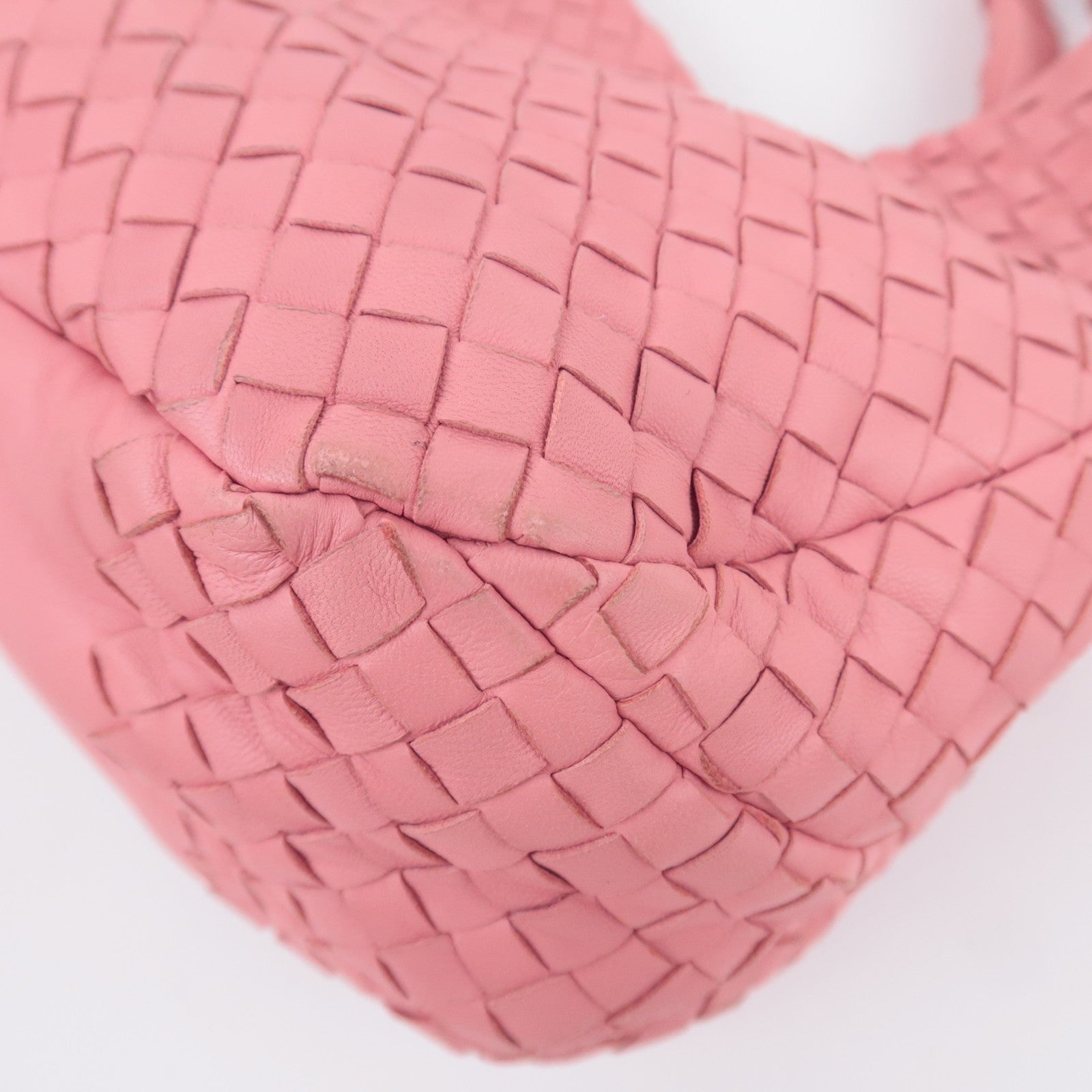 BOTTEGA VENETA Campana Medium Intrecciato Leather Shoulder Bag Pink 125787