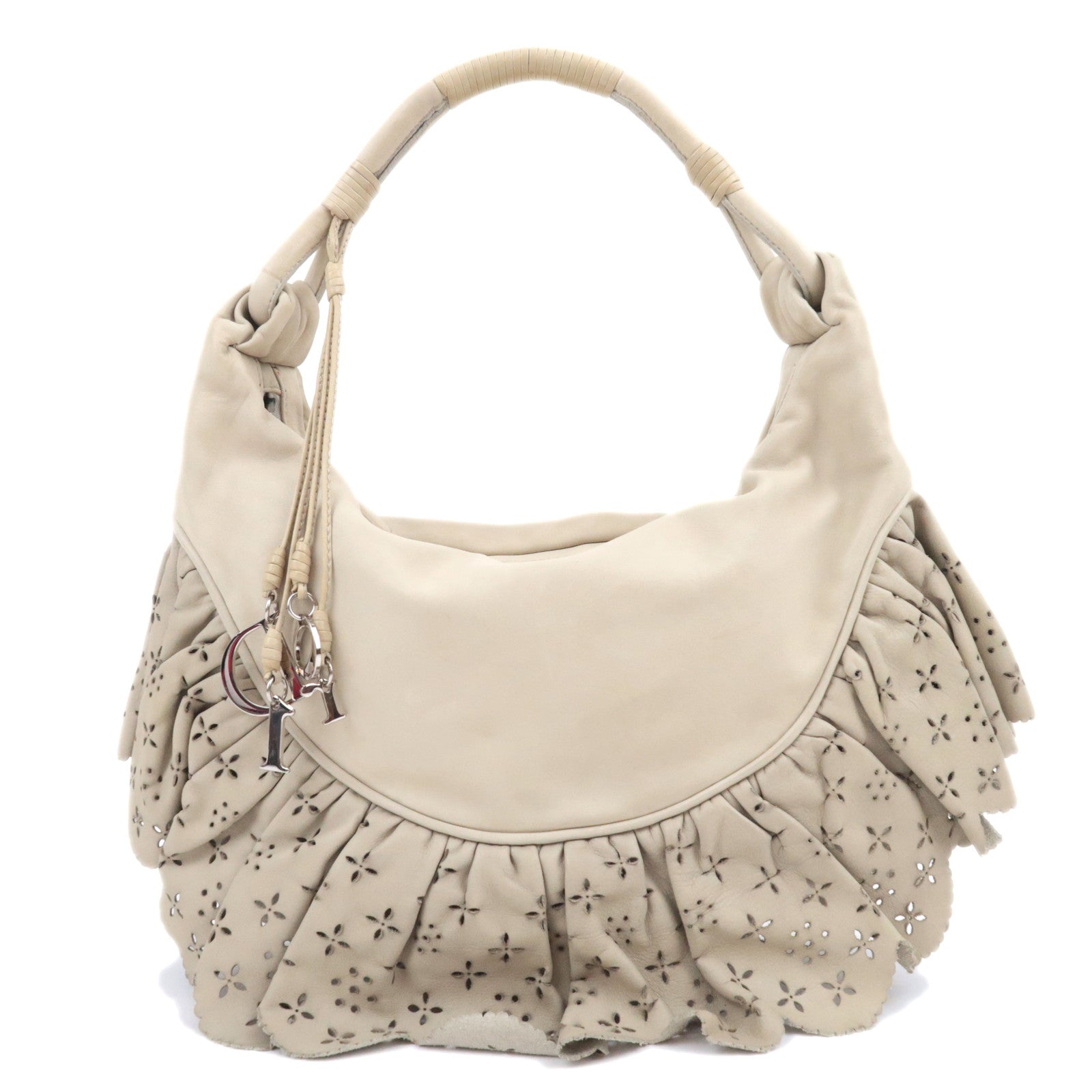 Christian Dior Gypsy Ruffle Hobo Bag Light Gray90625