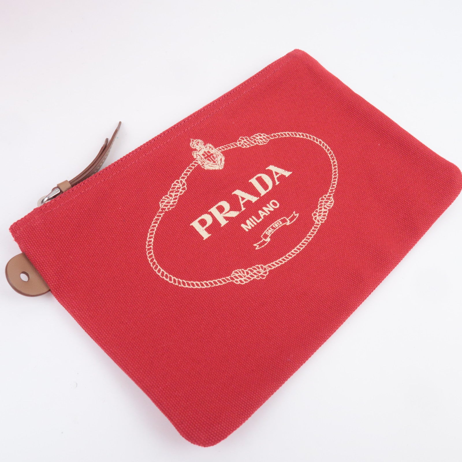PRADA Canapa 2Way Canvas Tote Bag Red 1BG186