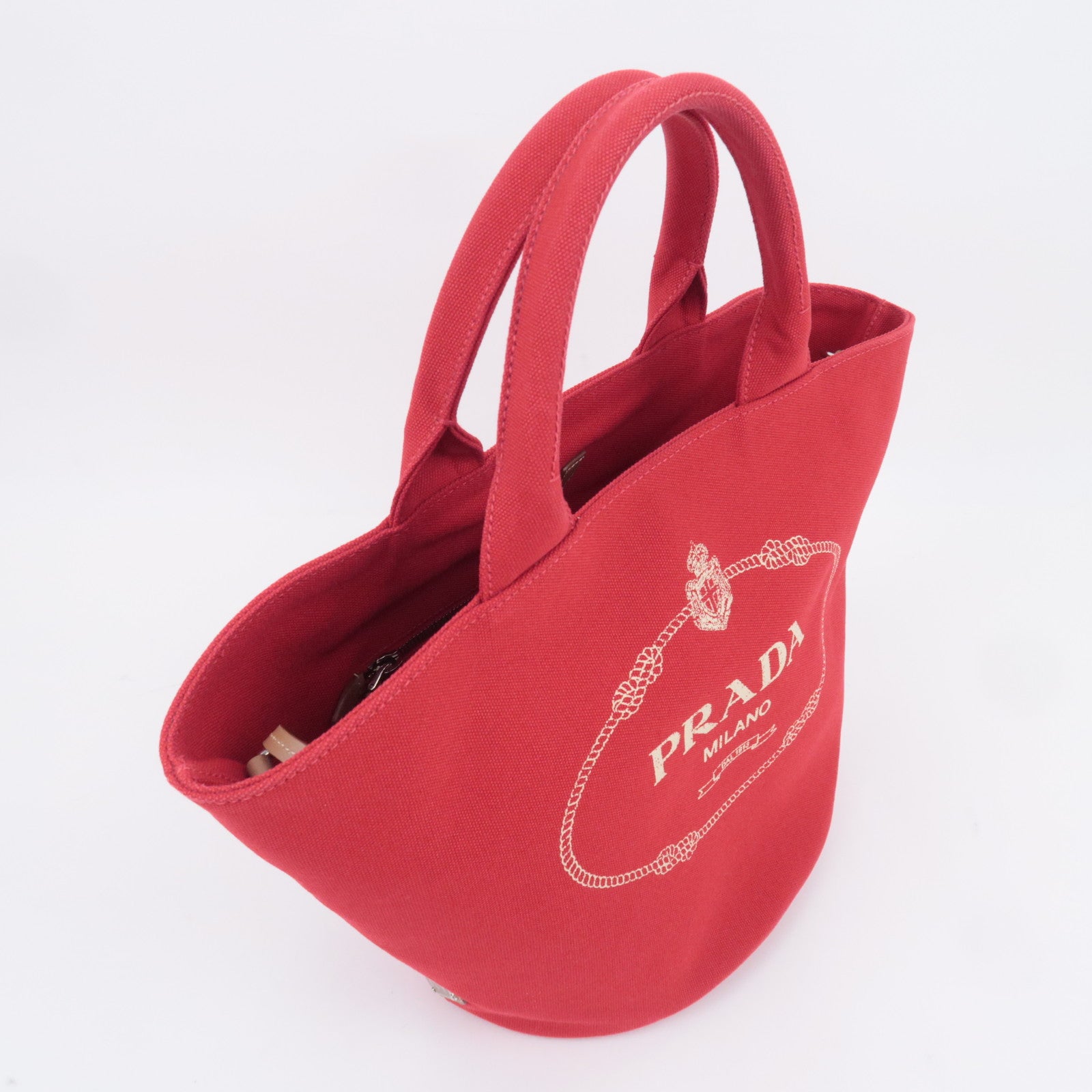 PRADA Canapa 2Way Canvas Tote Bag Red 1BG186
