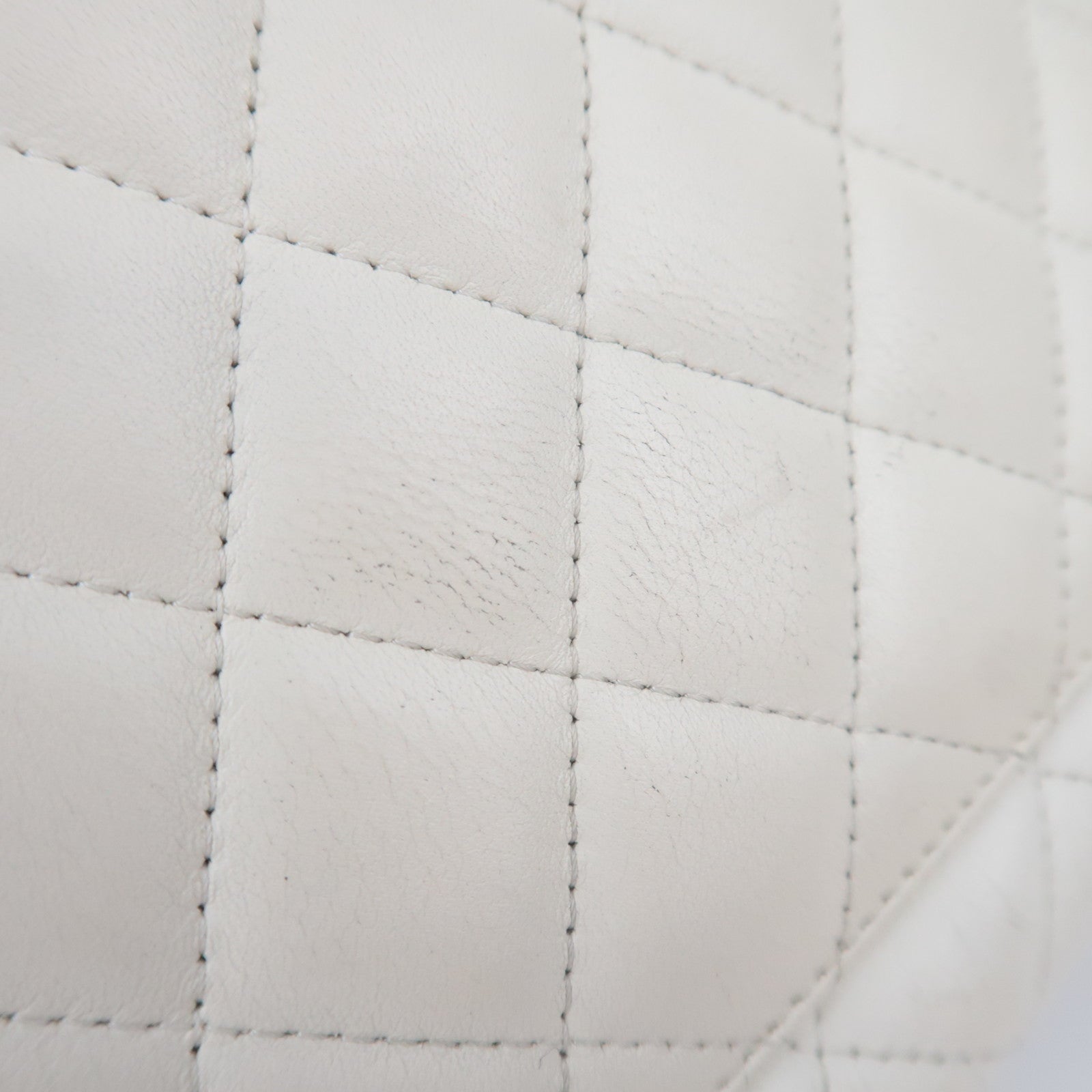 CHANEL Cambon Line Lambskin Tote Bag White Black