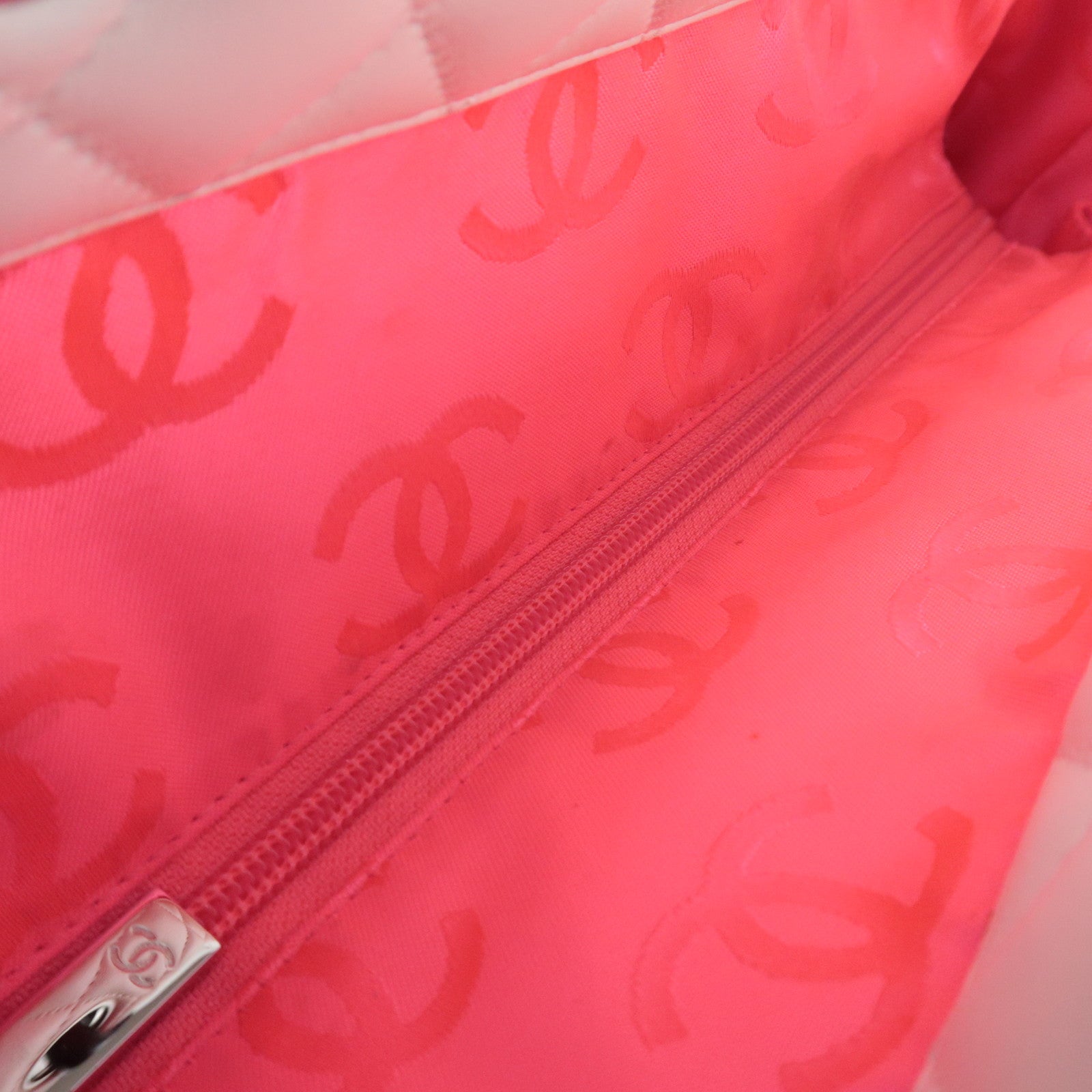 CHANEL Cambon Line Lambskin Tote Bag White Black