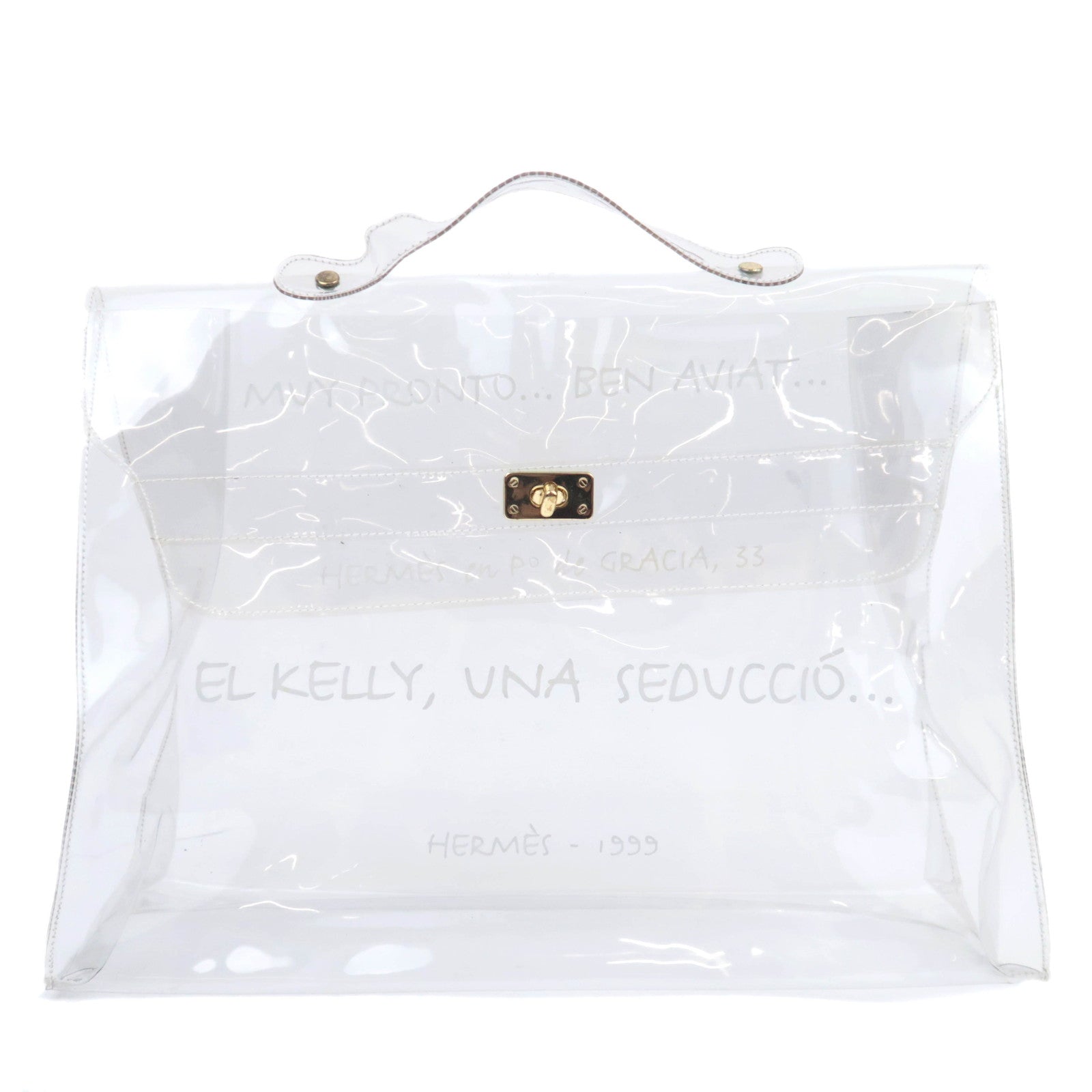 HERMES Vinyl Kelly Clear Handbag90664