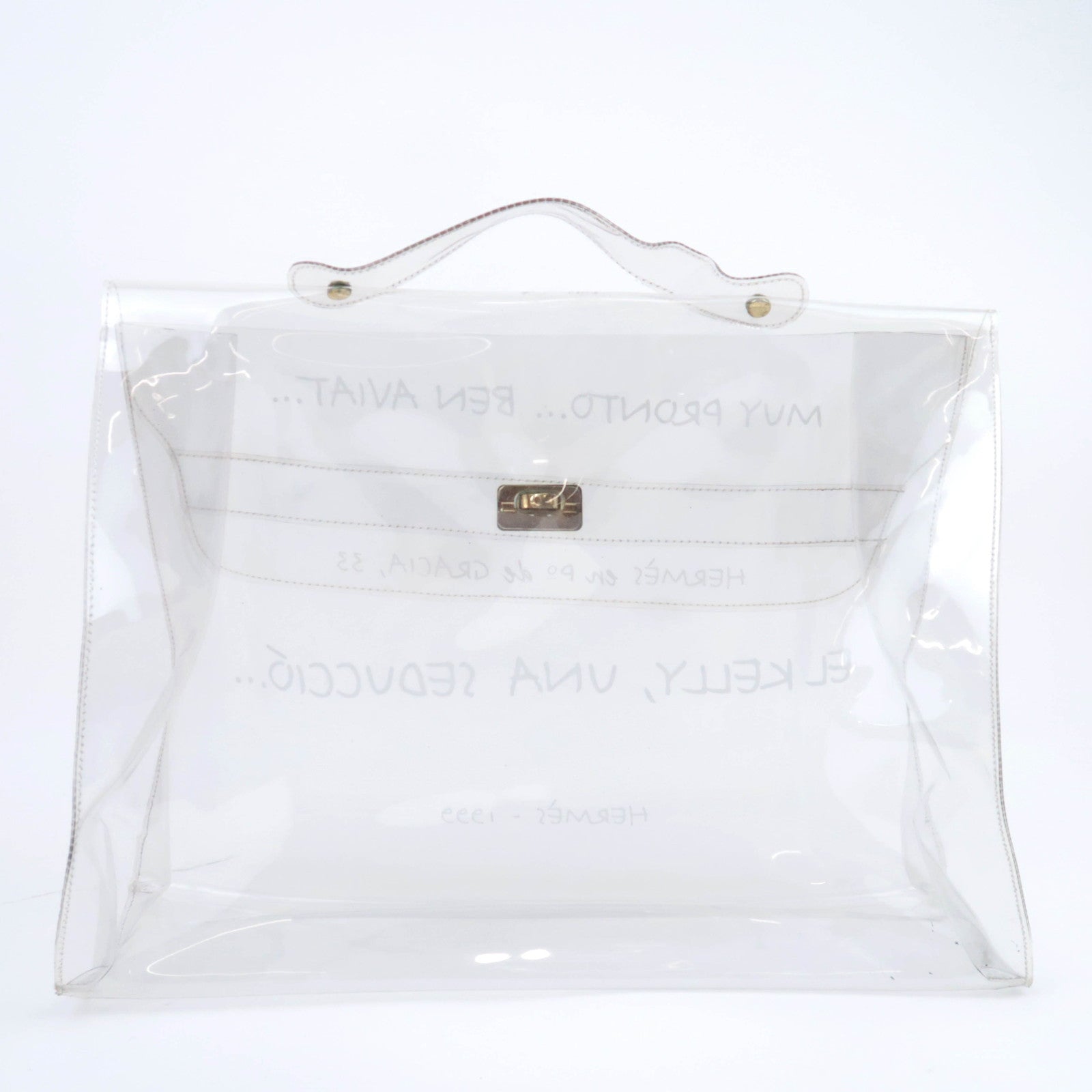 HERMES Vinyl Kelly Clear Handbag