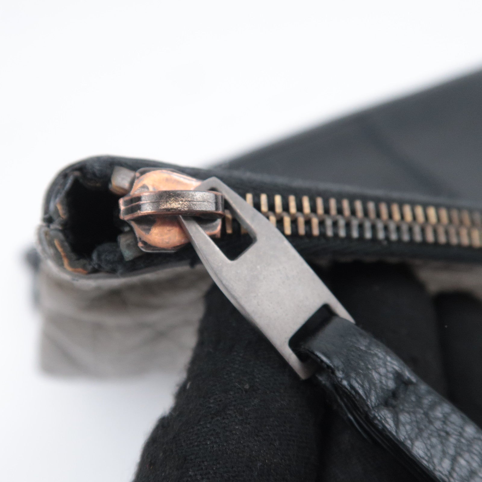 BALENCIAGA Classic Clip L Bicolor Leather Clutch Bag Black Gray 237023
