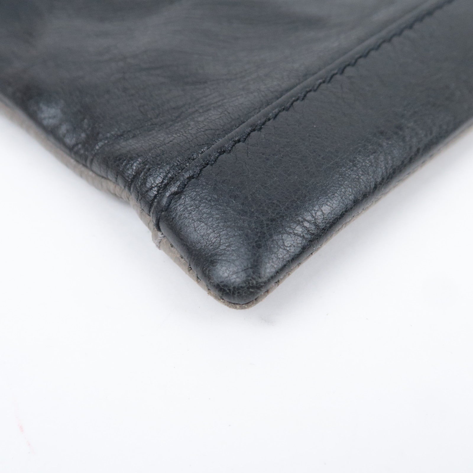 BALENCIAGA Classic Clip L Bicolor Leather Clutch Bag Black Gray 237023