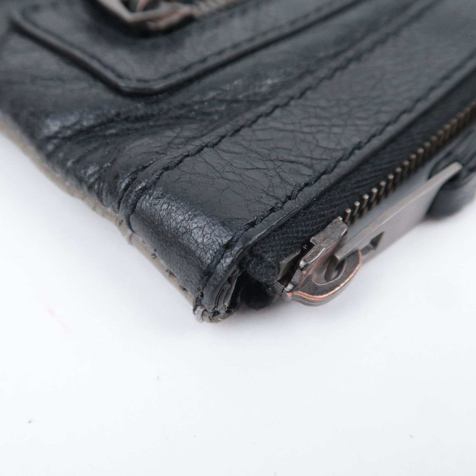 BALENCIAGA Classic Clip L Bicolor Leather Clutch Bag Black Gray 237023
