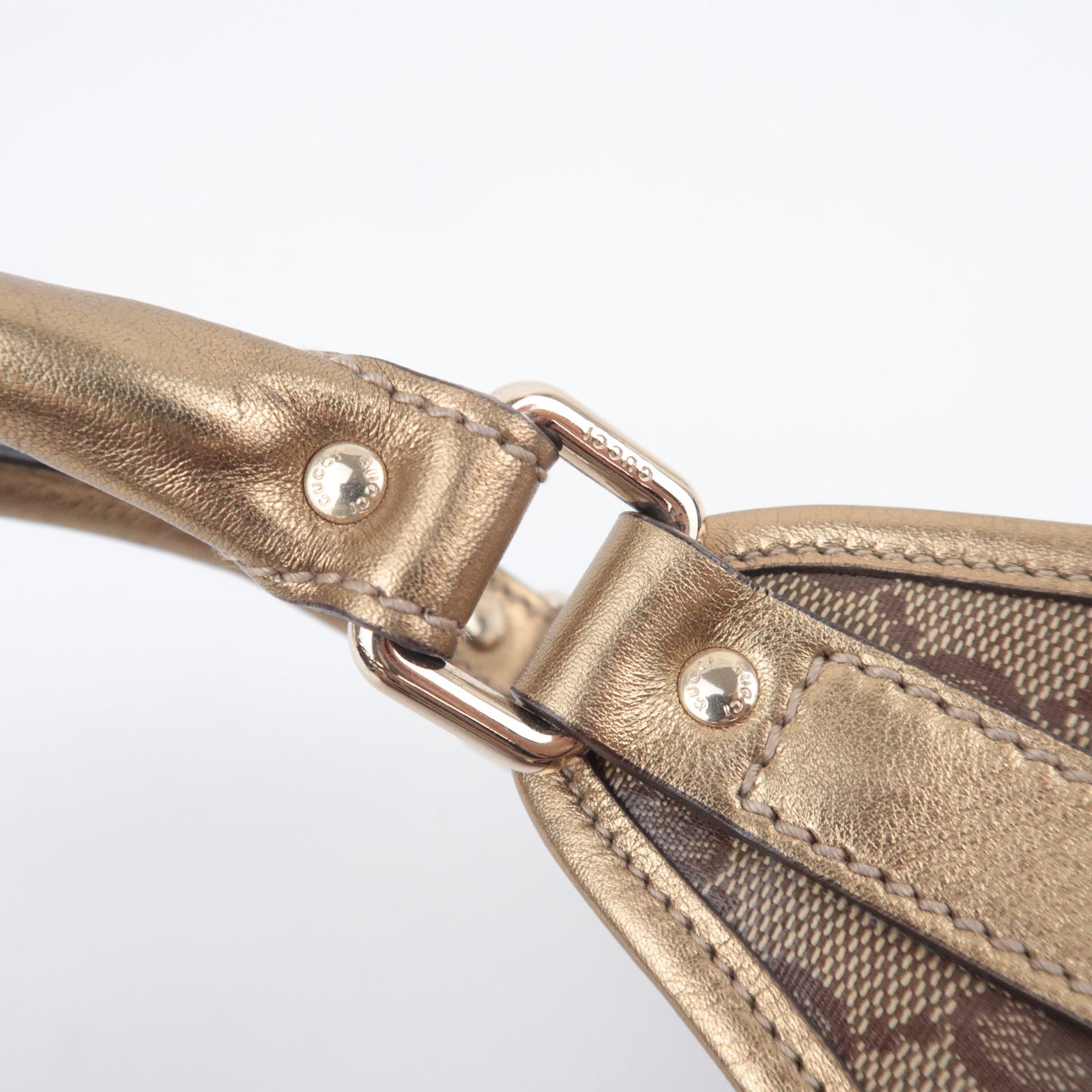 GUCCI Jackie GG Crystal Shoulder Bag Beige Gold 203494