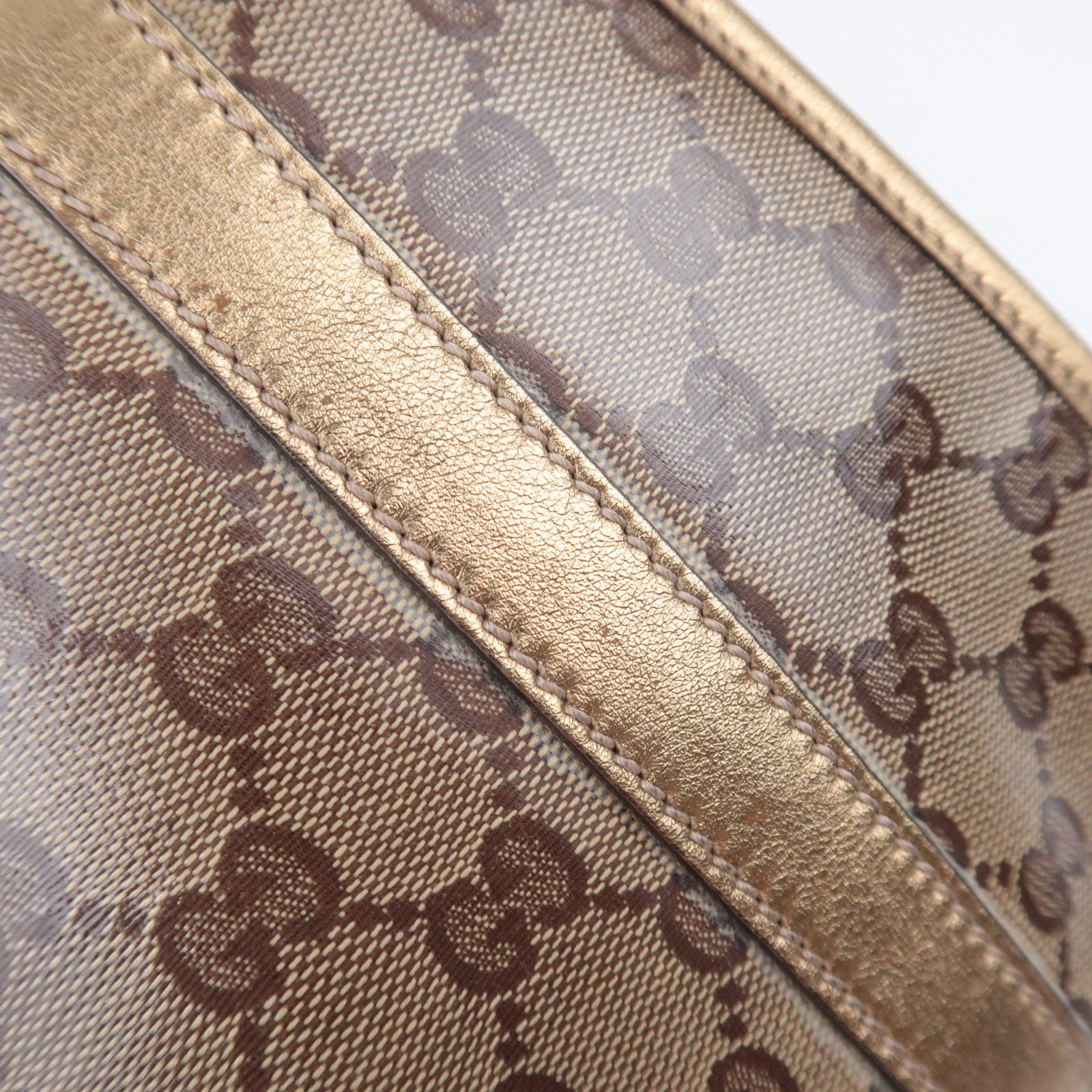 GUCCI Jackie GG Crystal Shoulder Bag Beige Gold 203494