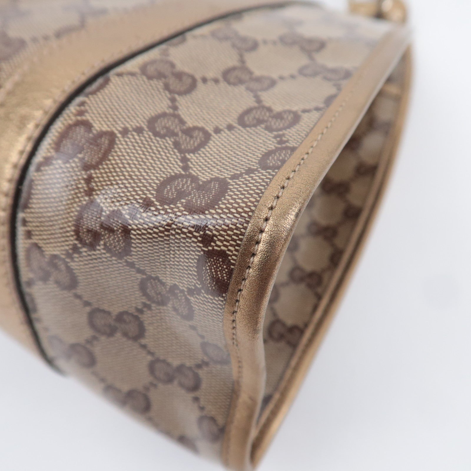 GUCCI Jackie GG Crystal Shoulder Bag Beige Gold 203494