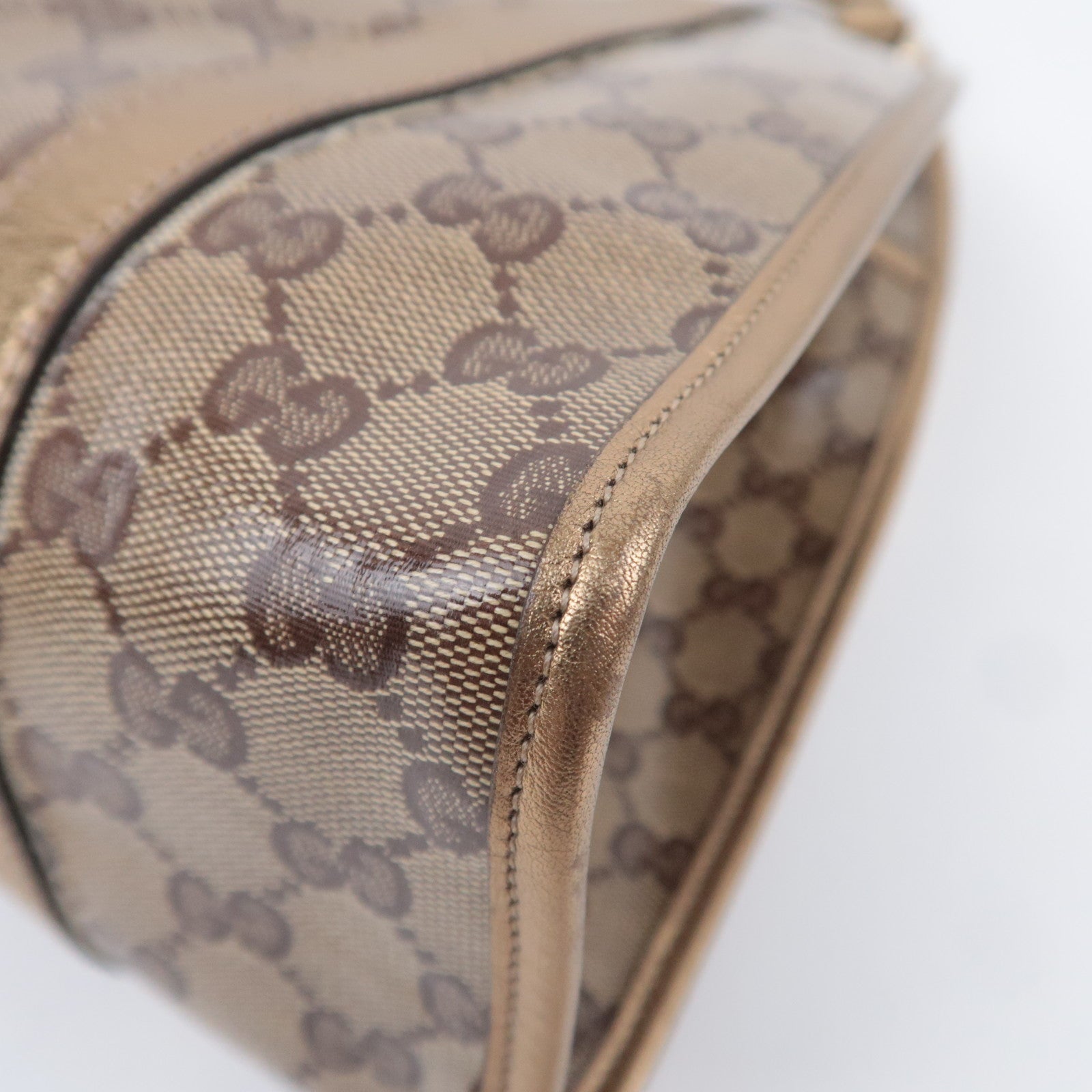 GUCCI Jackie GG Crystal Shoulder Bag Beige Gold 203494