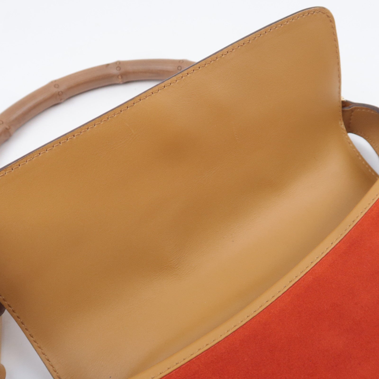 GUCCI Jackie Bamboo Suede Leather Shoulder Bag Orange Brown 001.4096