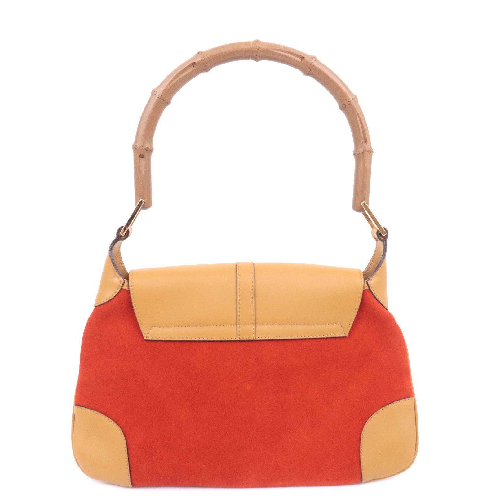 GUCCI Jackie Bamboo Suede Leather Shoulder Bag Orange Brown 001.4096