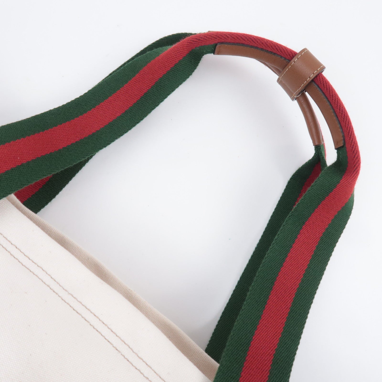 GUCCI Sherry Large Canvas Tote Bag Ivory Brown 816863