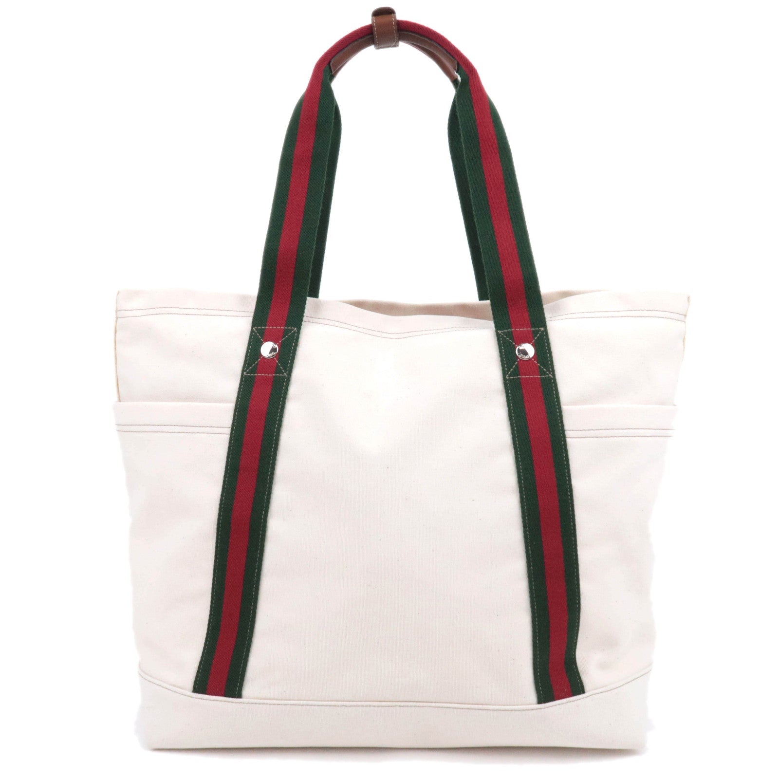 GUCCI Sherry Large Canvas Tote Bag Ivory Brown 816863