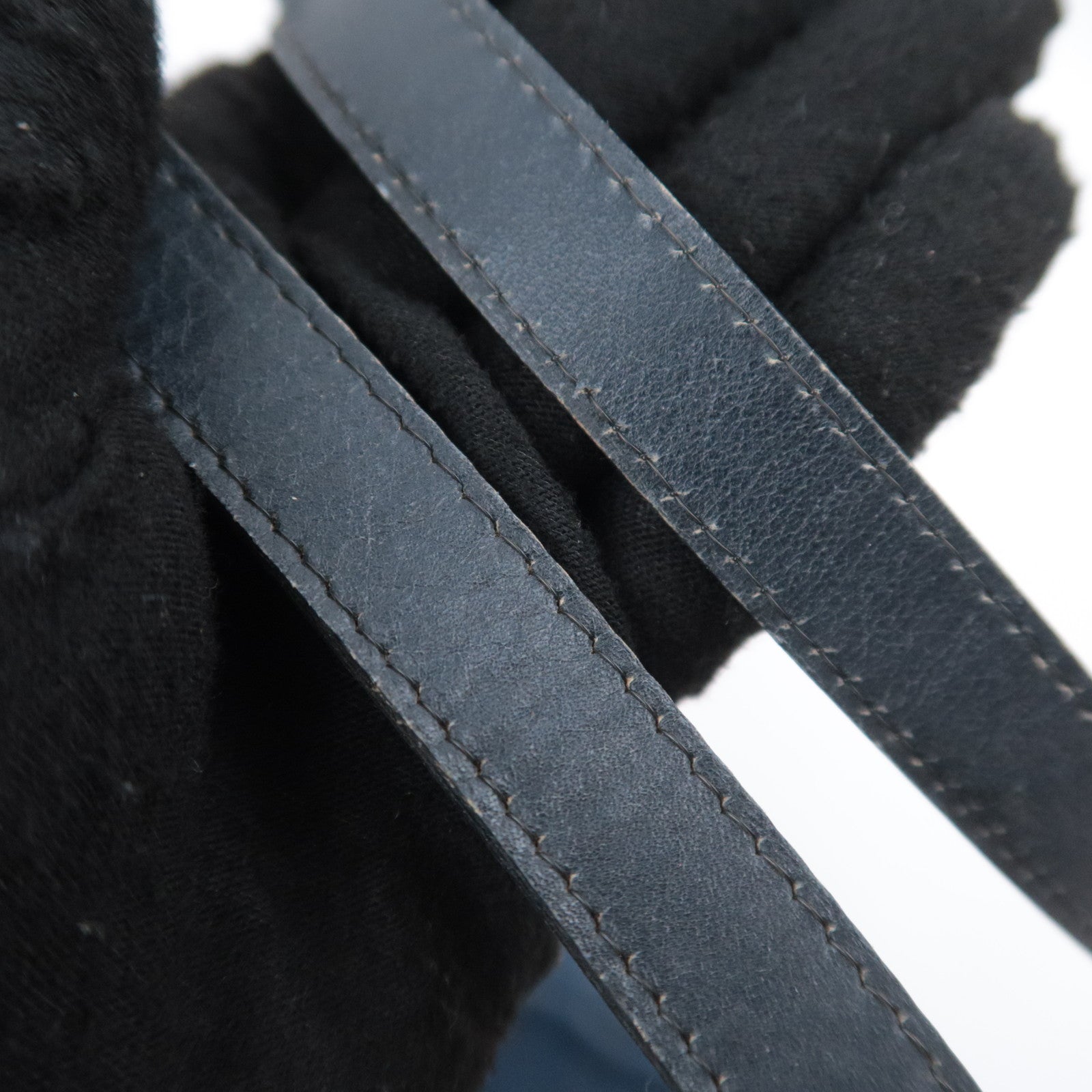 Christian Dior Trotter Canvas Leather Shoulder Bag Navy Black