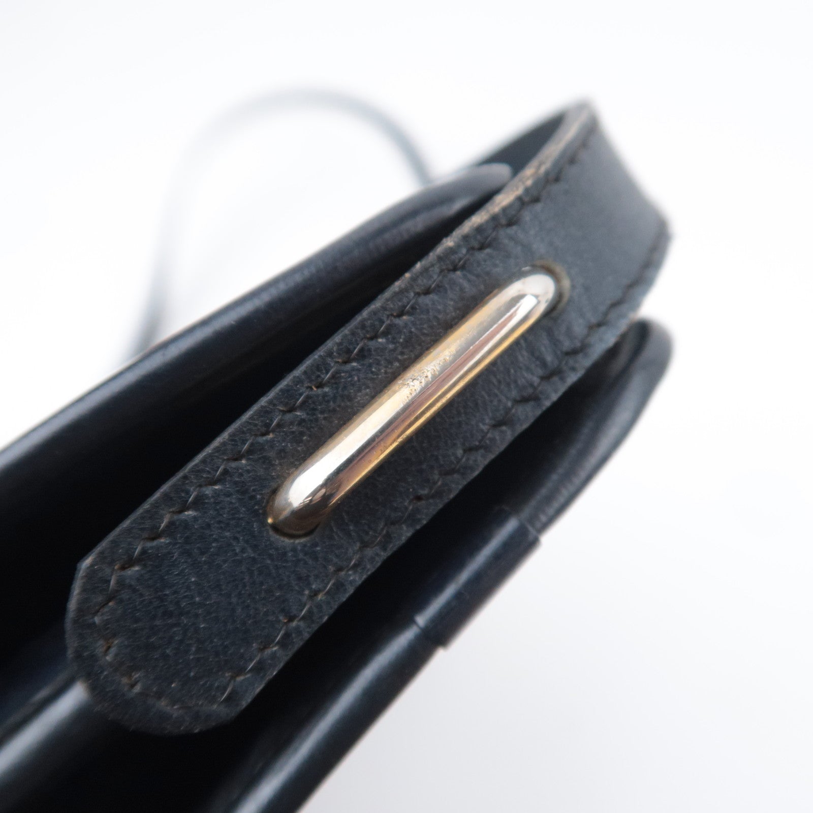 Christian Dior Trotter Canvas Leather Shoulder Bag Navy Black