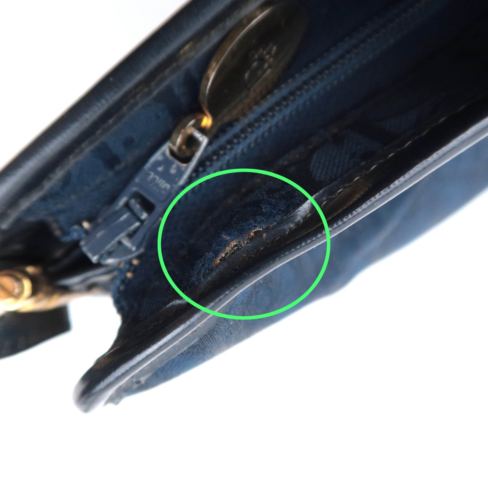 Christian Dior Trotter Canvas Leather Shoulder Bag Navy Black