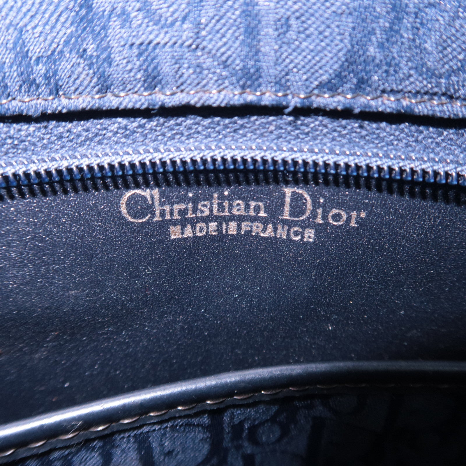 Christian Dior Trotter Canvas Leather Shoulder Bag Navy Black