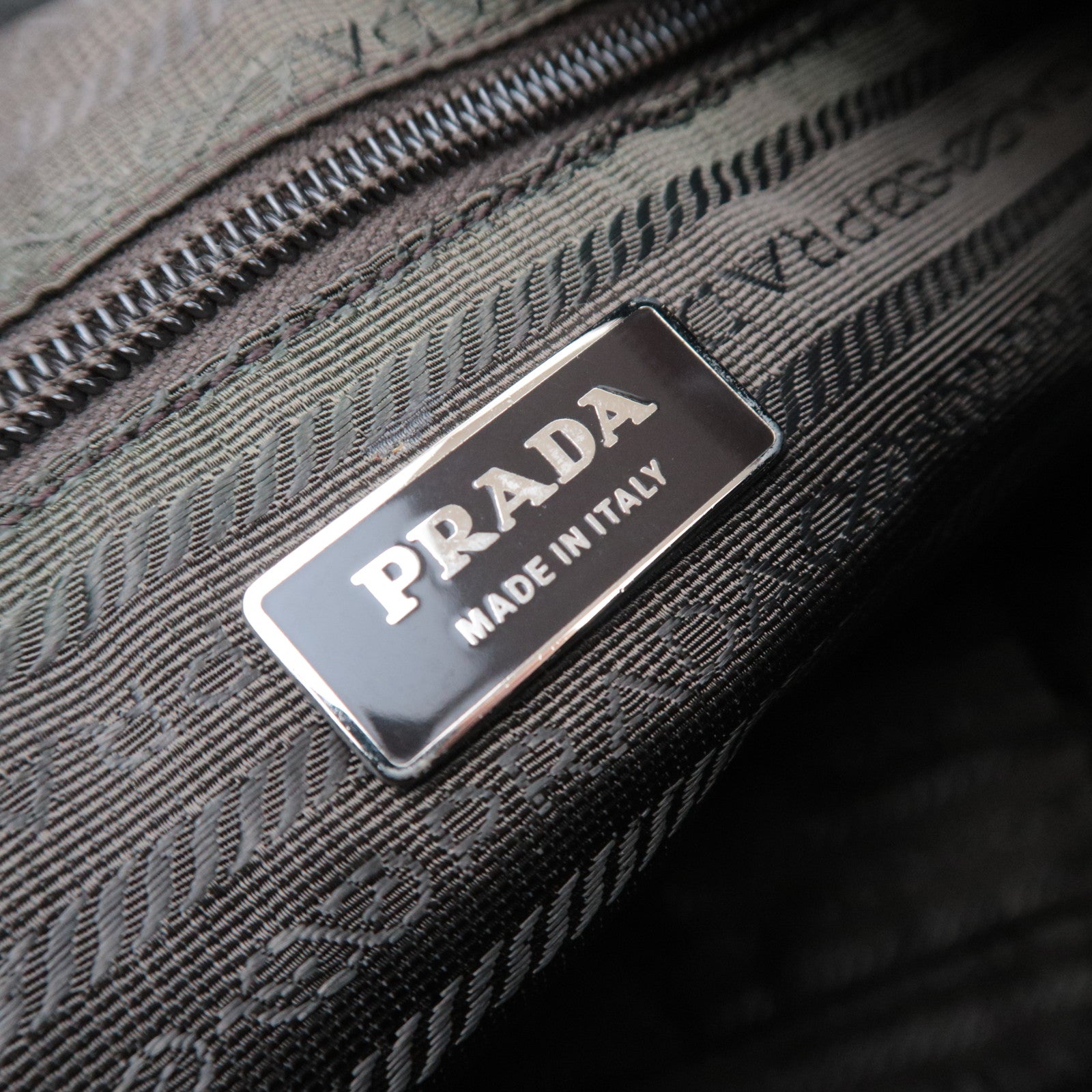 PRADA Nylon Leather Shoulder Bag Khaki BT0421