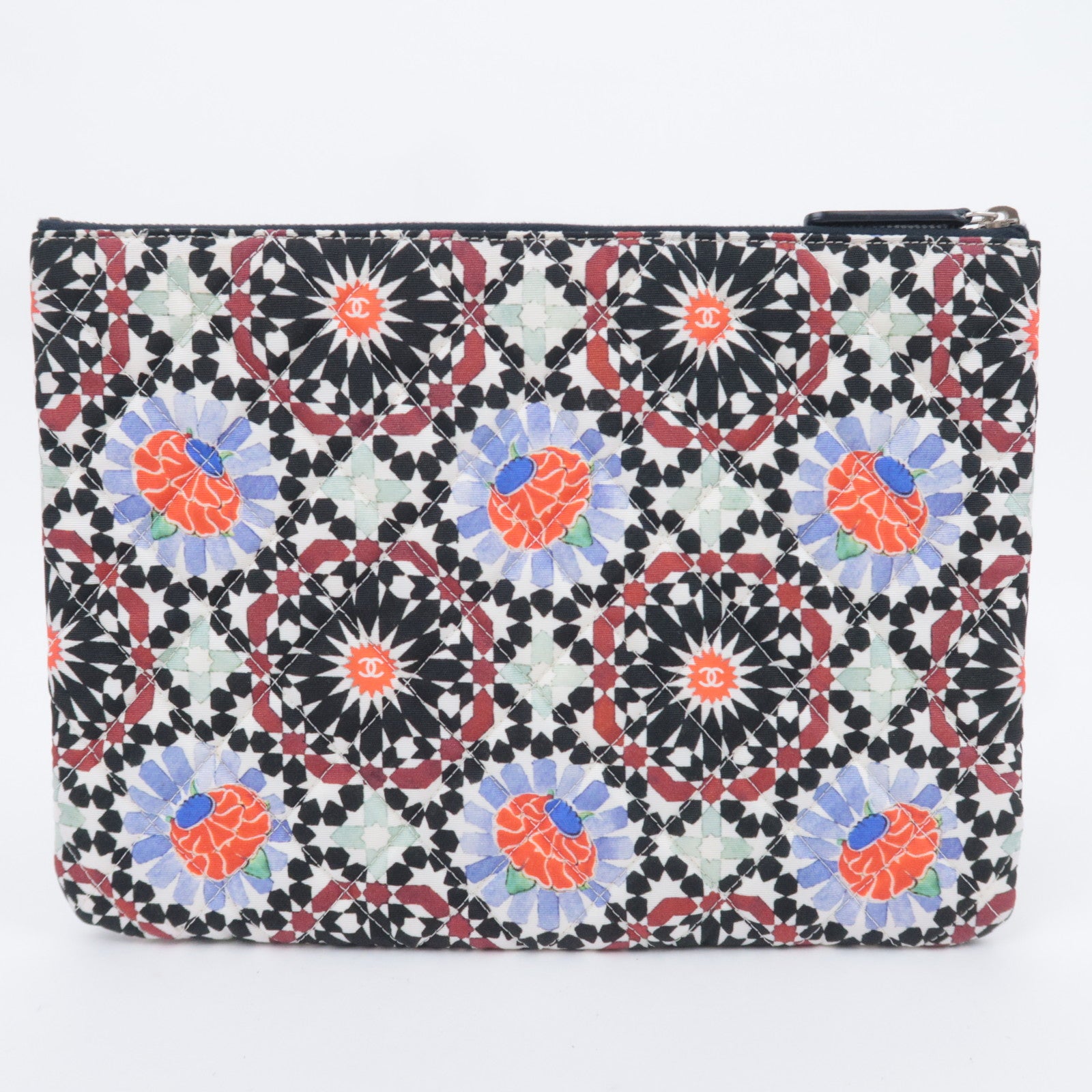 CHANEL Quilted Canvas Clutch Bag 2014 Christmas Exclusive Multicolor