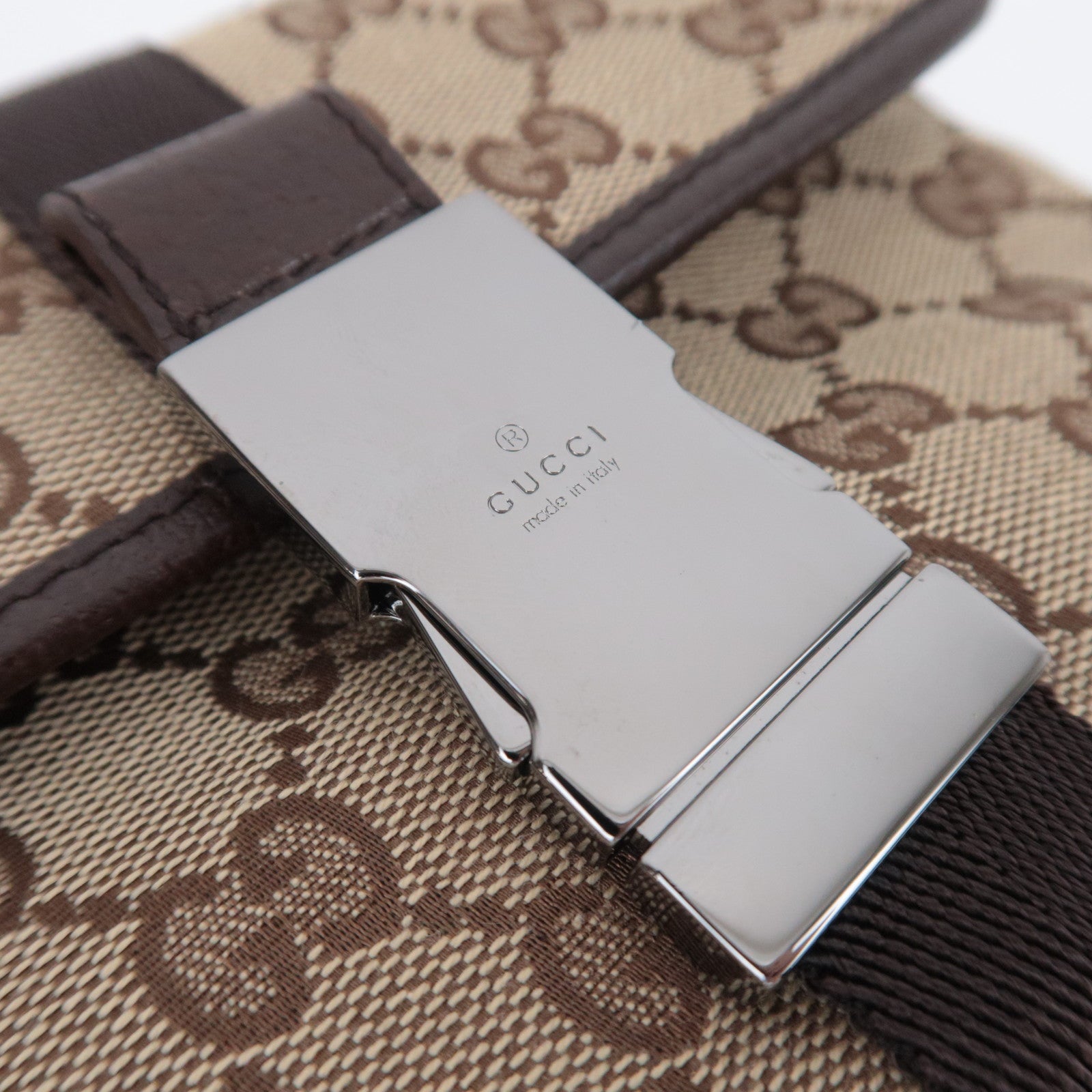 GUCCI GG Canvas Waist Bag Body Bag Beige 131236