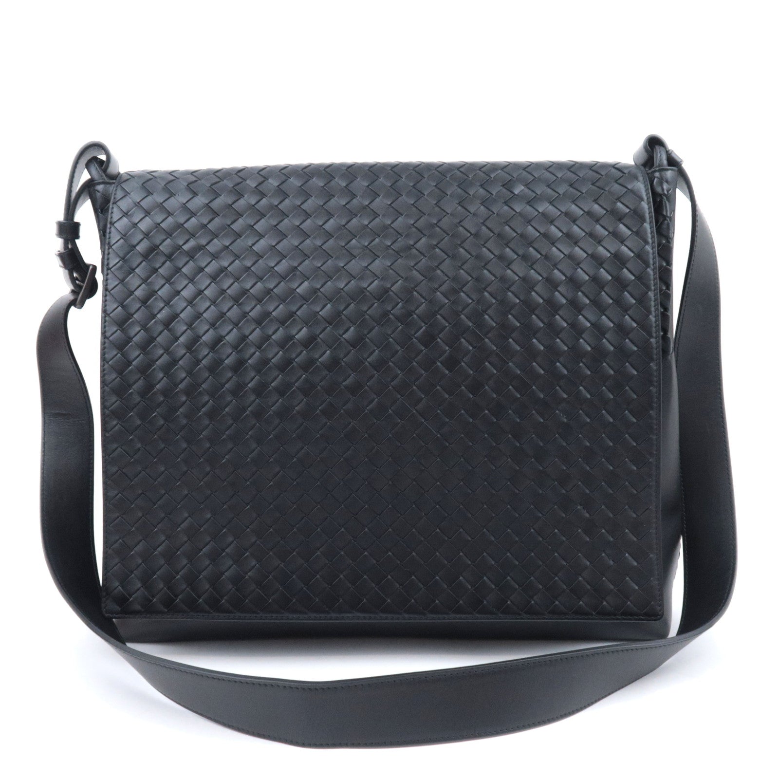 BOTTEGA VENETA Intrecciato Leather Shoulder Bag Black 22106590731