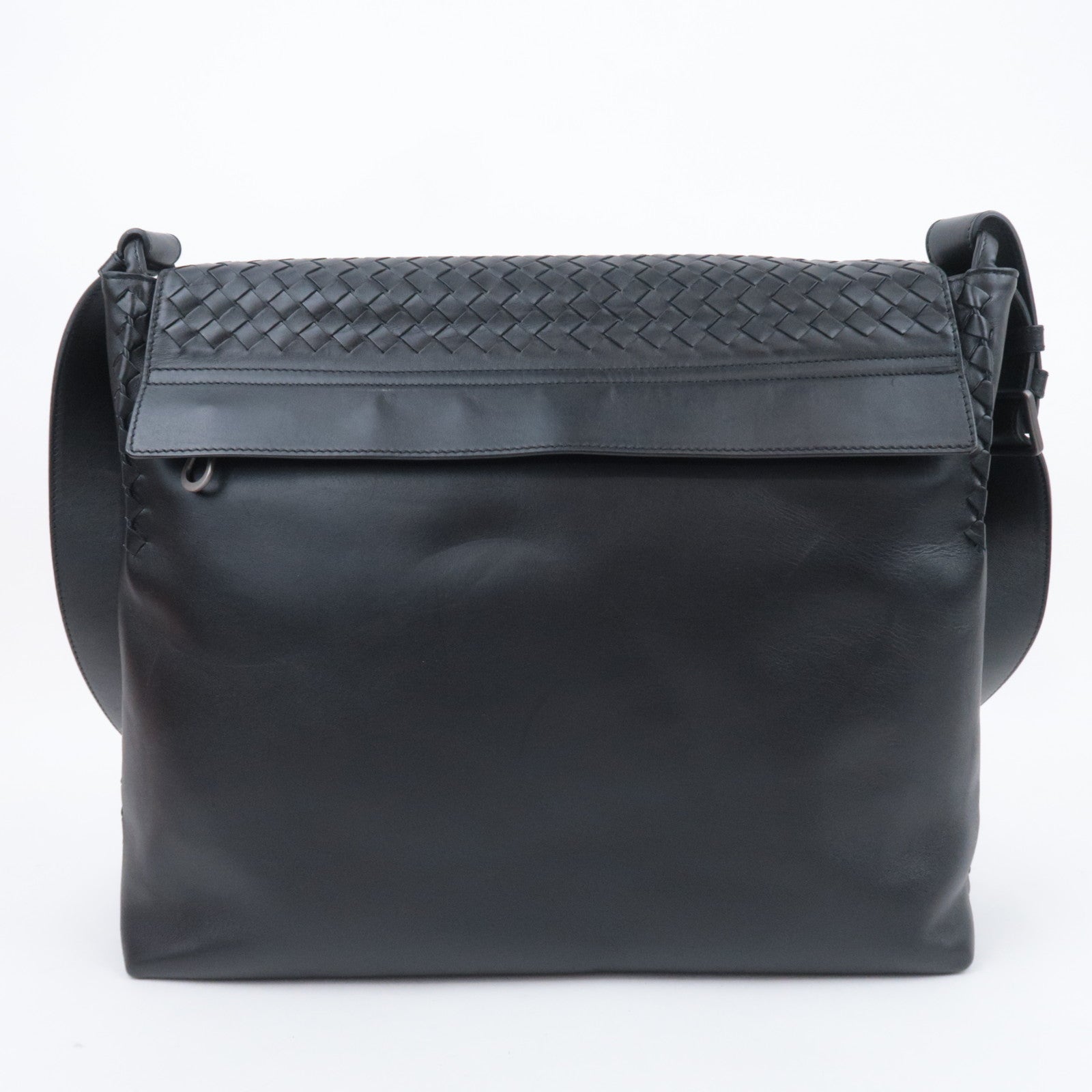 BOTTEGA VENETA Intrecciato Leather Shoulder Bag Black 221065