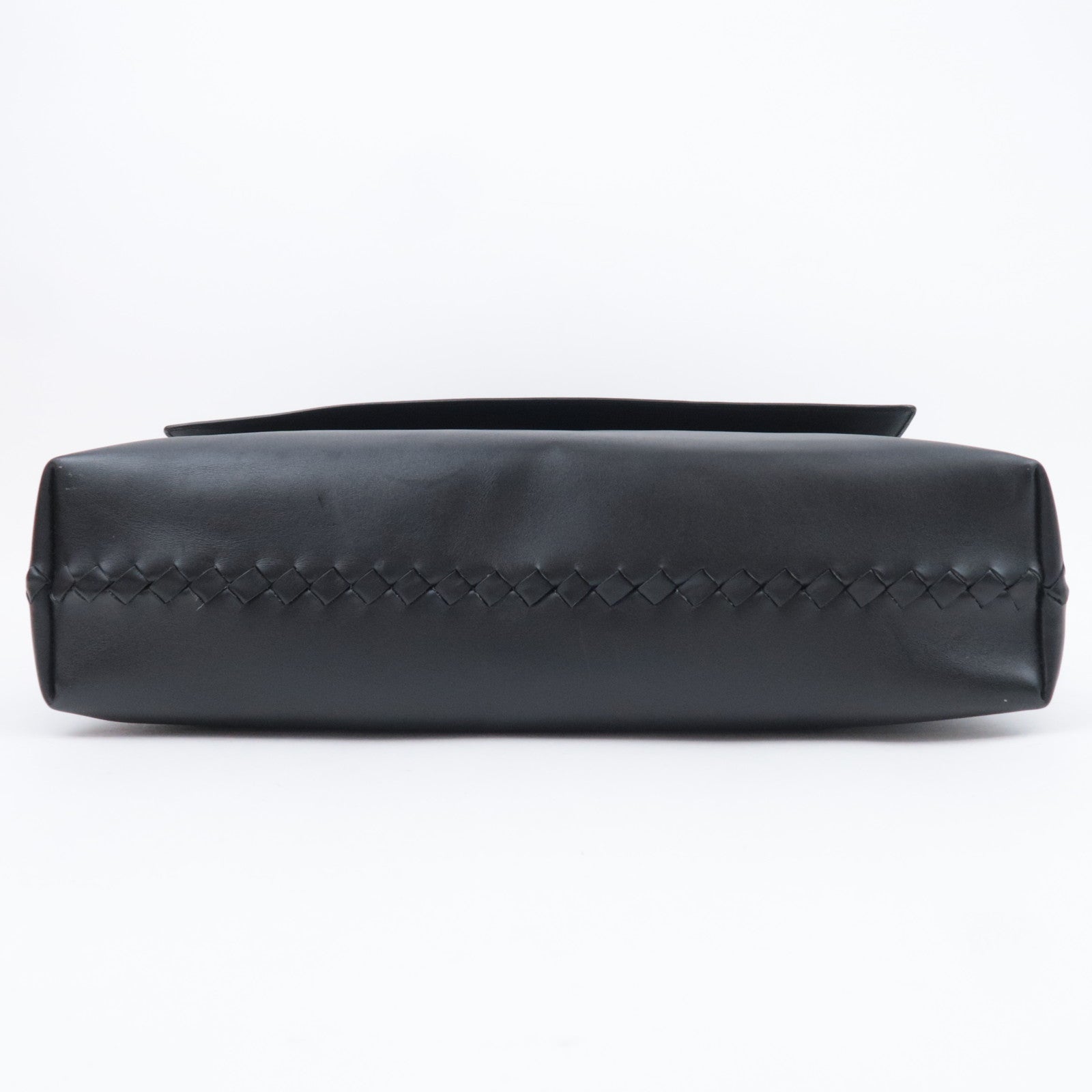 BOTTEGA VENETA Intrecciato Leather Shoulder Bag Black 221065