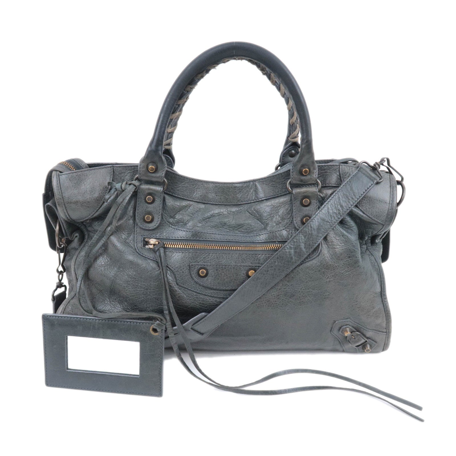 BALENCIAGA The City 2Way Leather Shoulder Bag Dark Green 11574890732