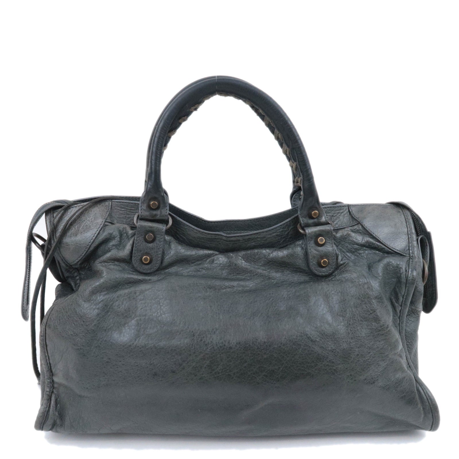 BALENCIAGA The City 2Way Leather Shoulder Bag Dark Green 115748