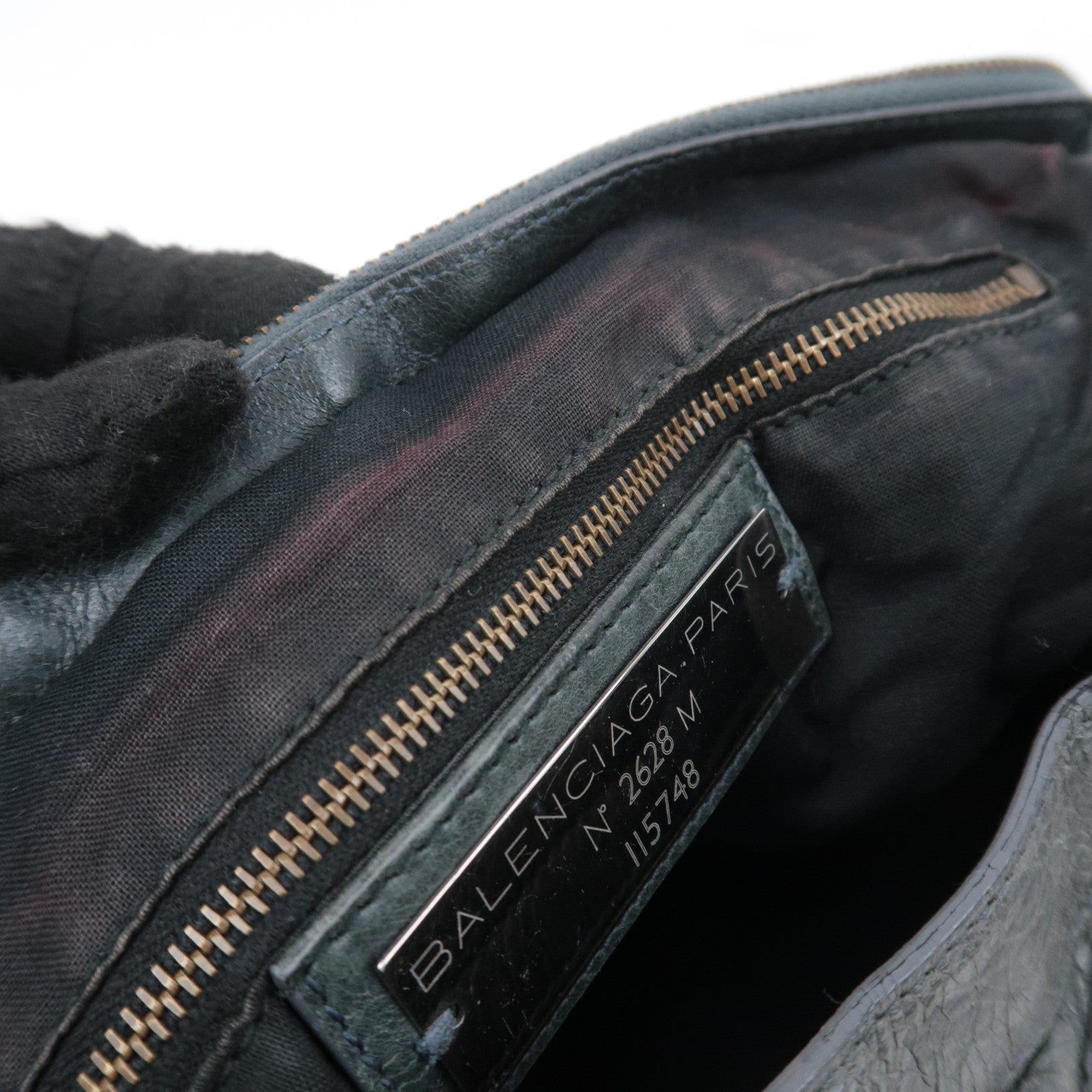 BALENCIAGA The City 2Way Leather Shoulder Bag Dark Green 115748